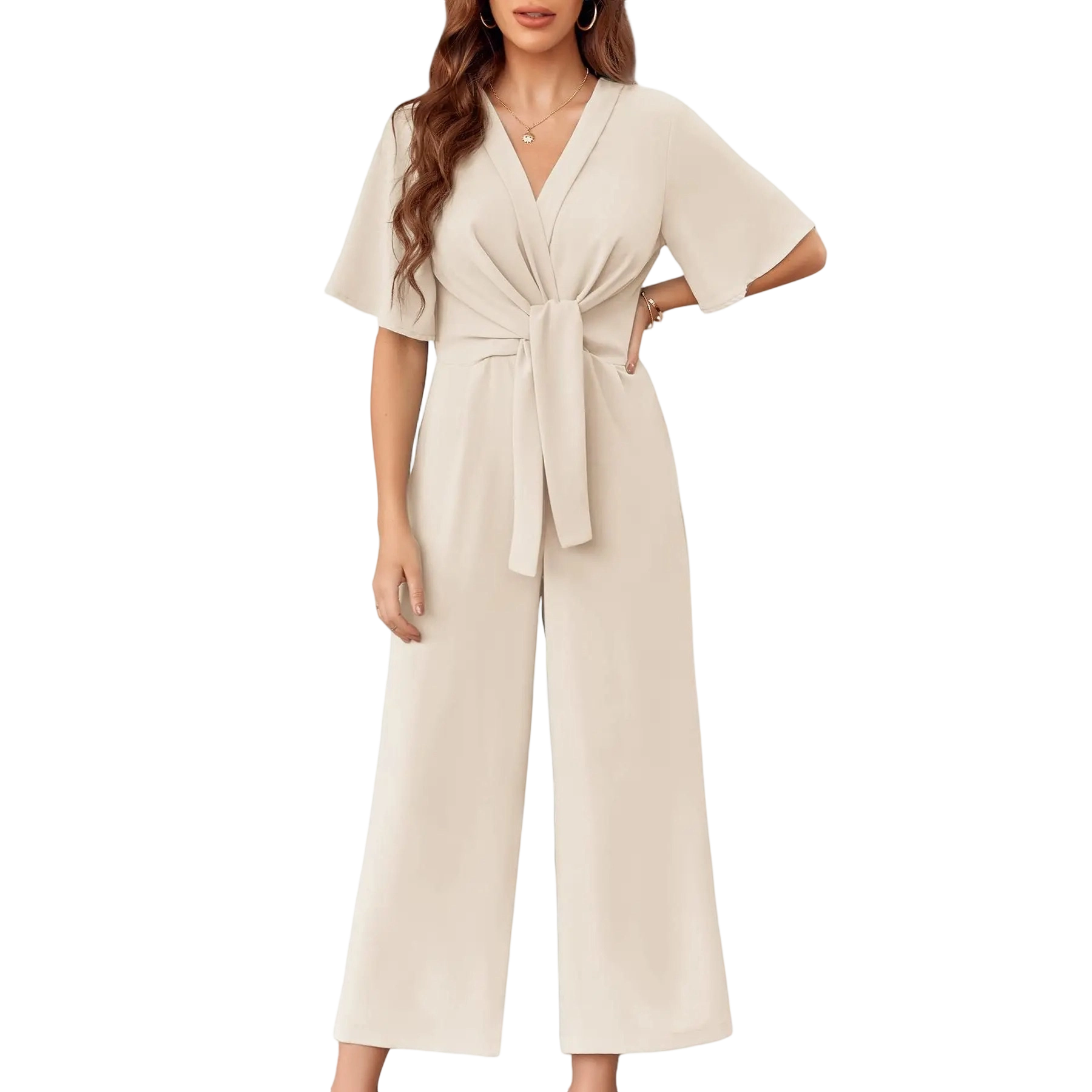🎀🎀Women's Minimalist Wide-Leg Tie-Front Jumpsuit