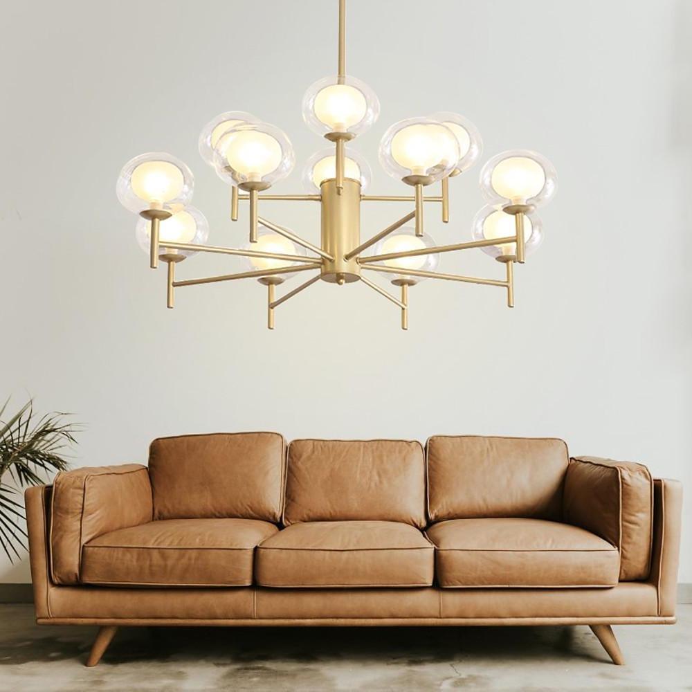 Nordic Style Sputnik Chandelier Metal Glass Chandelier 12 Bulbs