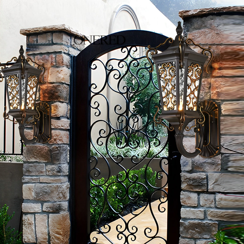 Retro Pattern Outdoor Waterproof European Style Wall Lamp Exterior Lights