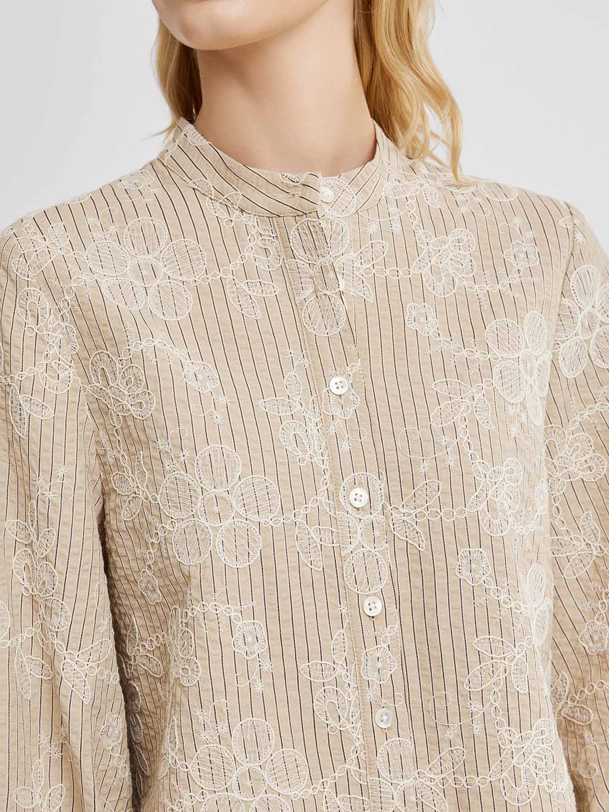 ASOBIO Stand-Collar Puff-Sleeve Shirt