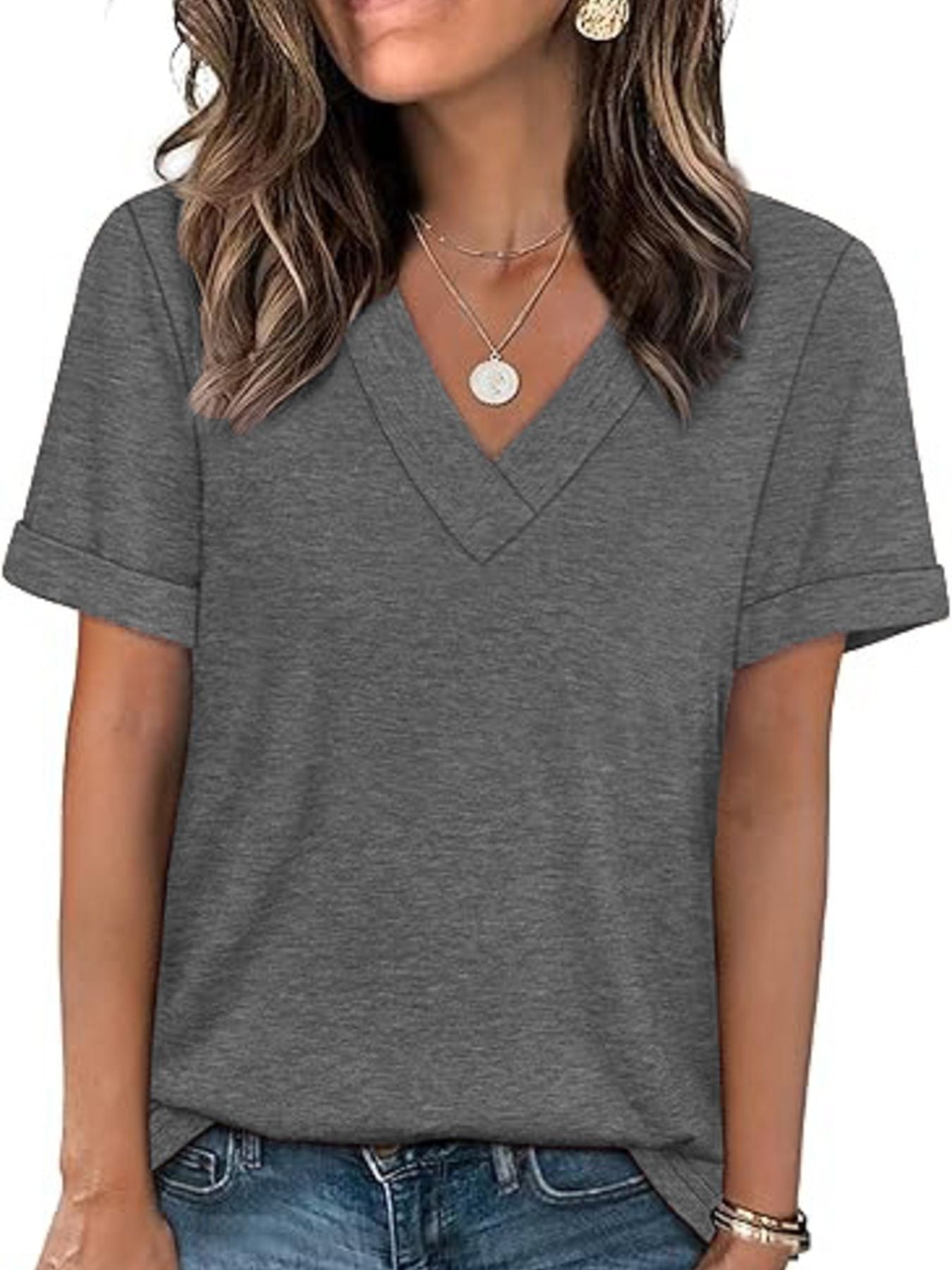 Casual V-Neck Short Sleeve T-Shirt