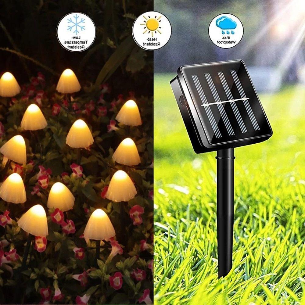 Small Mushroom Waterproof LED RGB Solar Lights Outdoor String Lights