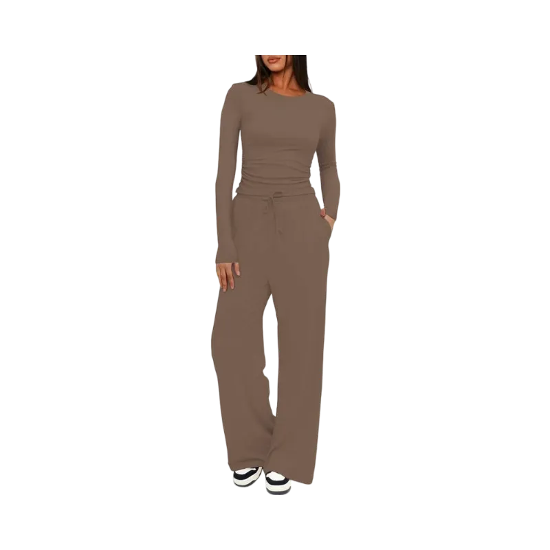 Women's Solid Ruched Drawstring Loungewear Set