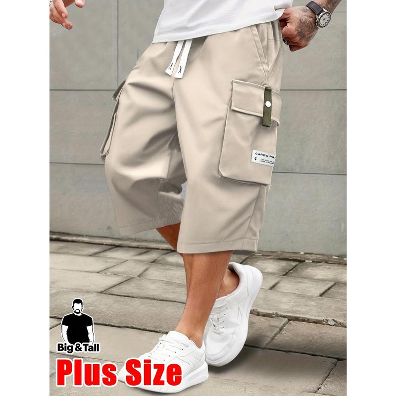 Men’s Plus Size Lightweight Cargo Pants with Drawstring Waist