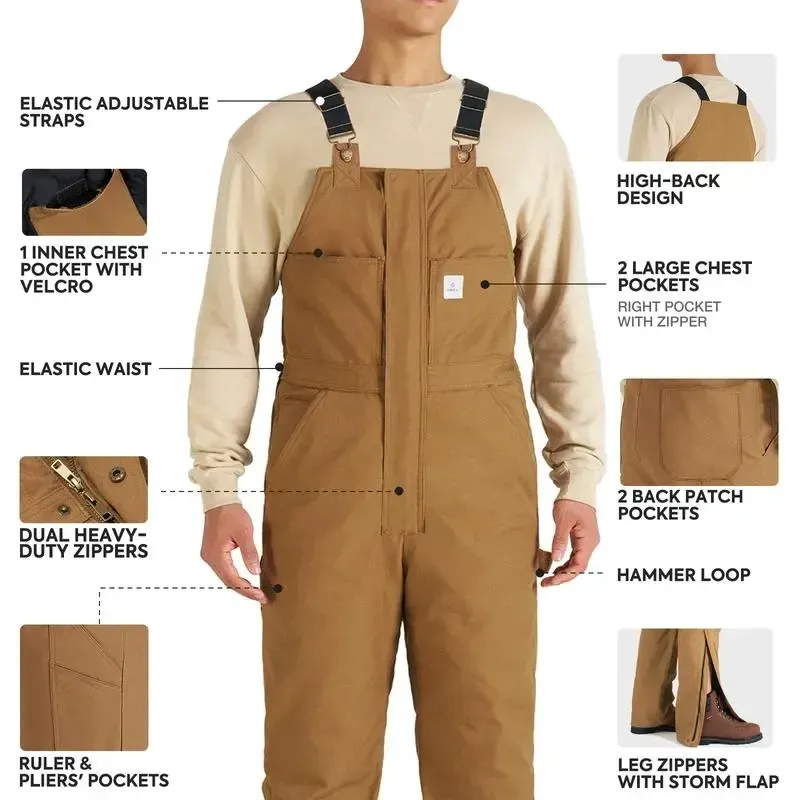 🔥Last Day Promotion!🎁Men's Insulated Work Coverall with Pockets&Cold-Weather Insulated Bib Overalls🎁