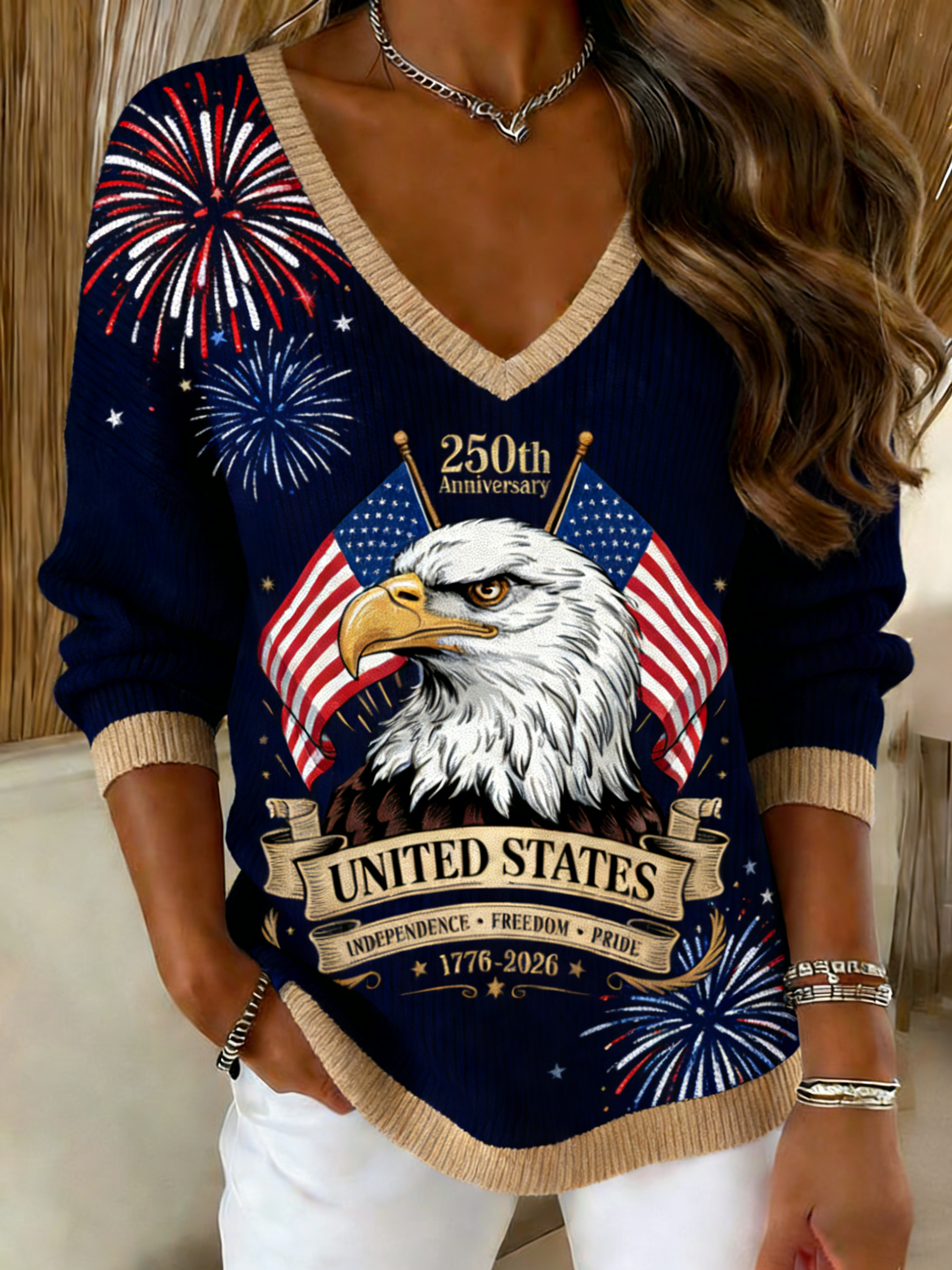United States 1776-2026 Patriotic Knit Top