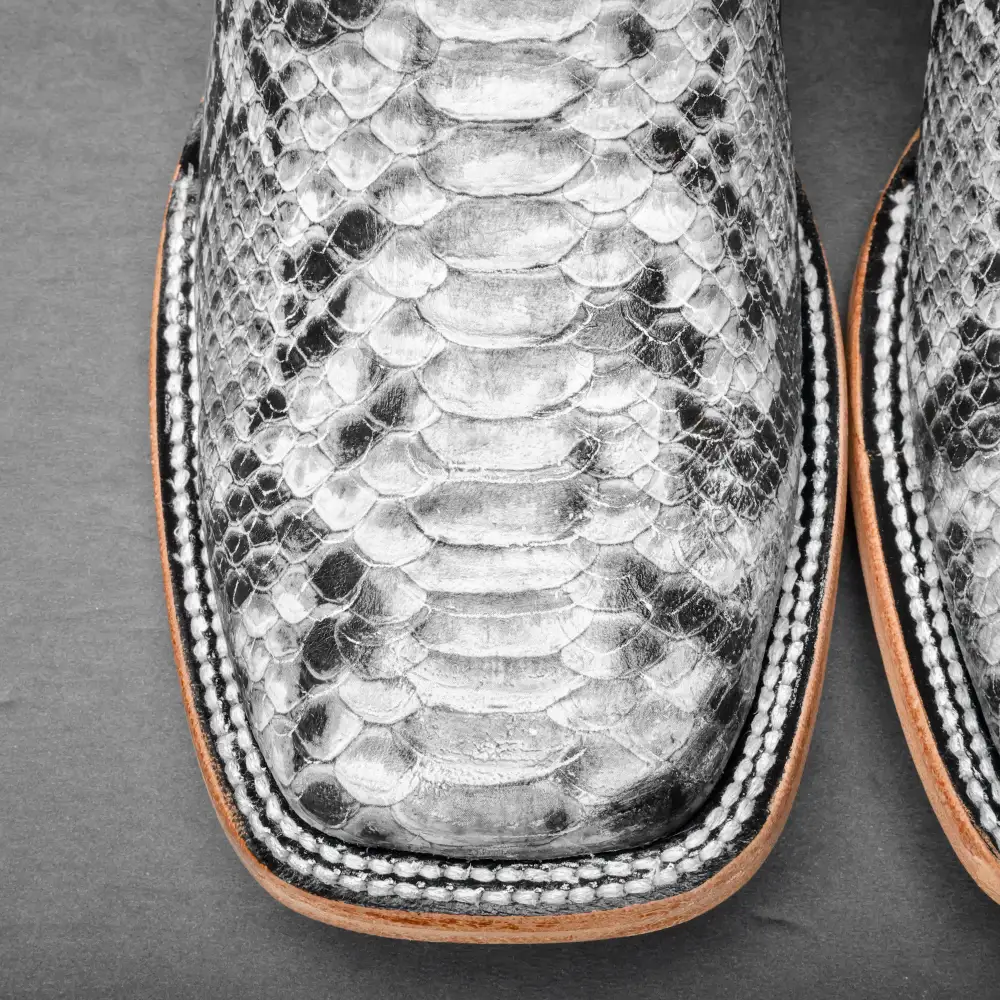 Natural Python Leather Boots - Square Toe