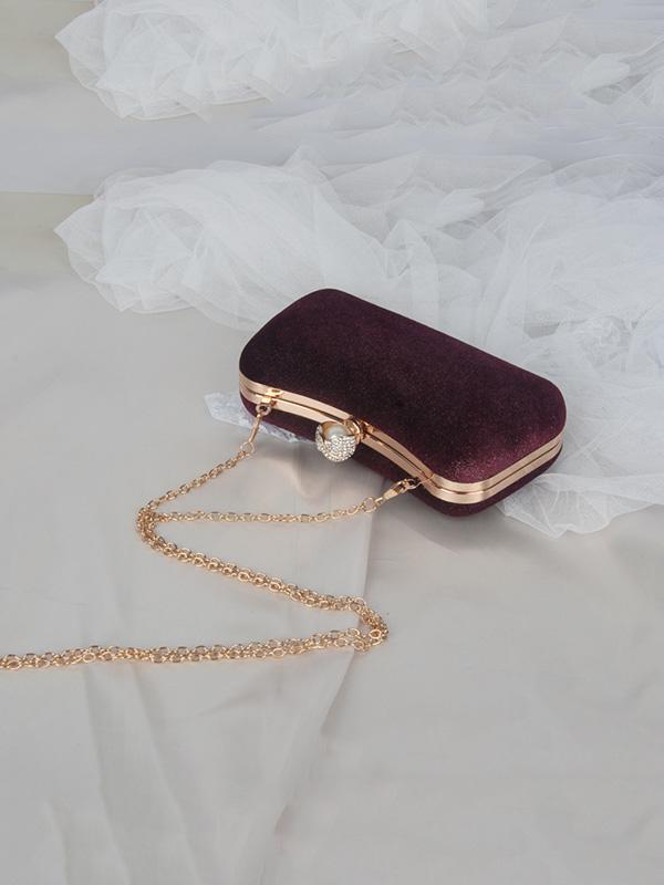 Vintage Solid Color Velvet Hand Bag