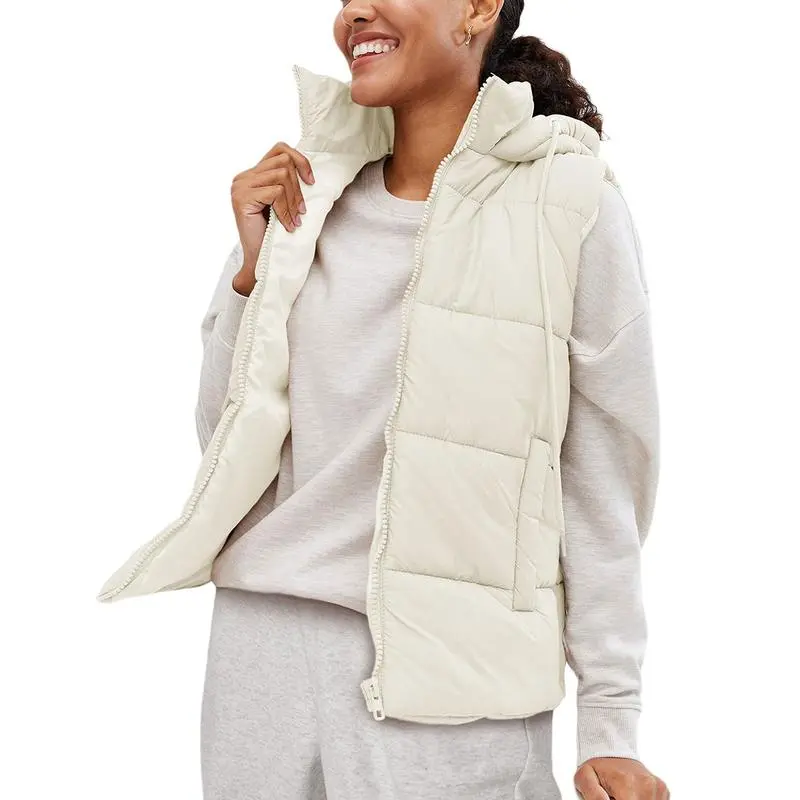 Women's Sleeveless Quilted Winter Warm Hooded