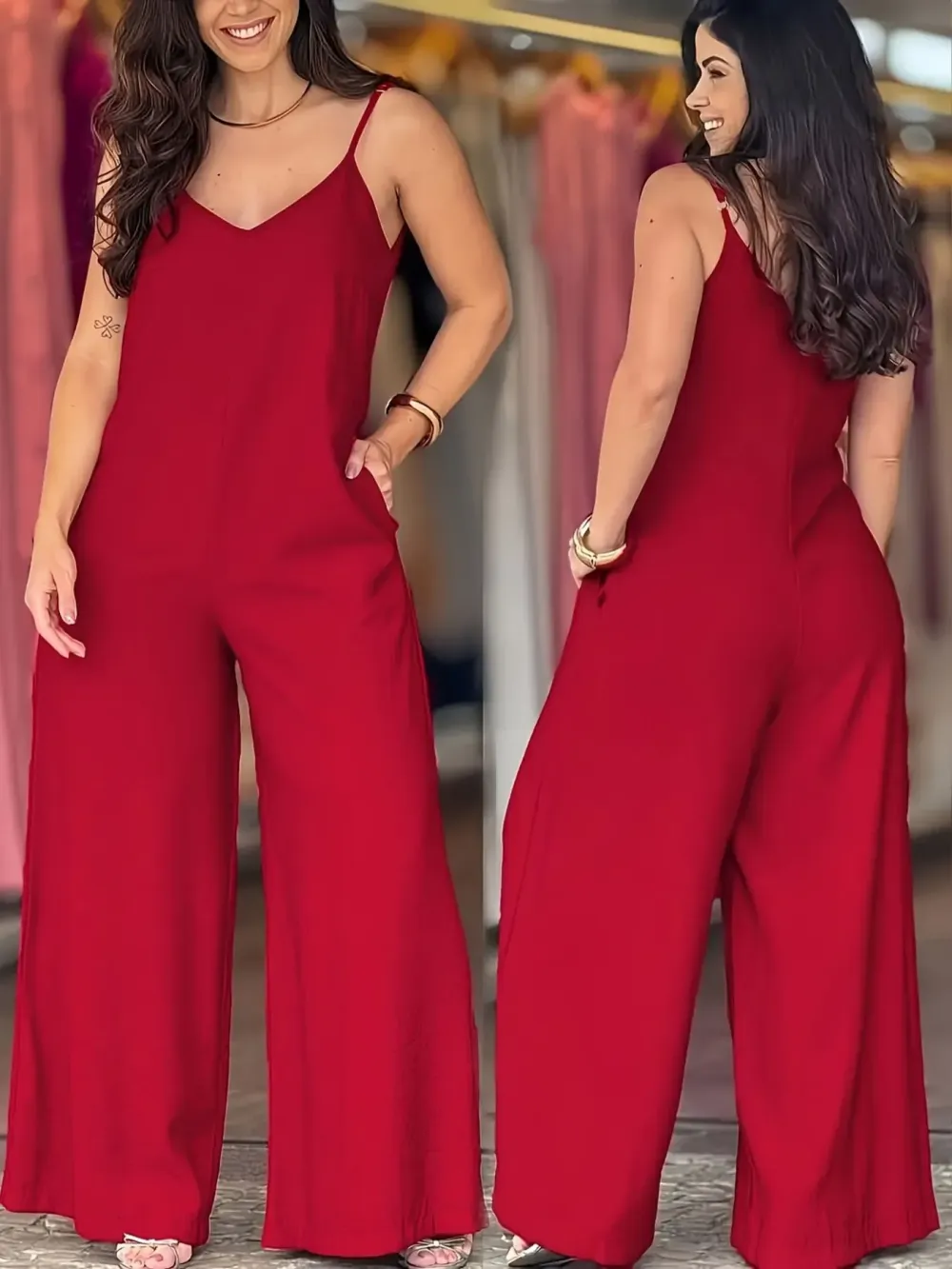 Women's Elegant Solid Color Strapless Jumpsuit, Stylish One-Piece for Casual Wear, Comfortable and Versatile Fashion Choice