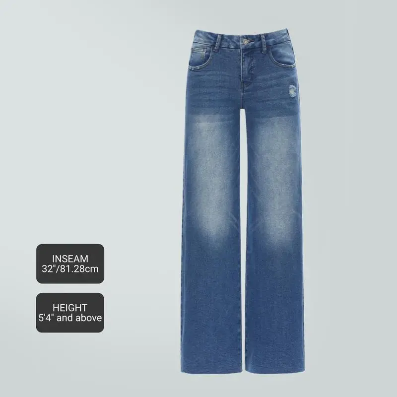 Women’s Relaxed Fit Stretch Denim Wide Leg Jeans