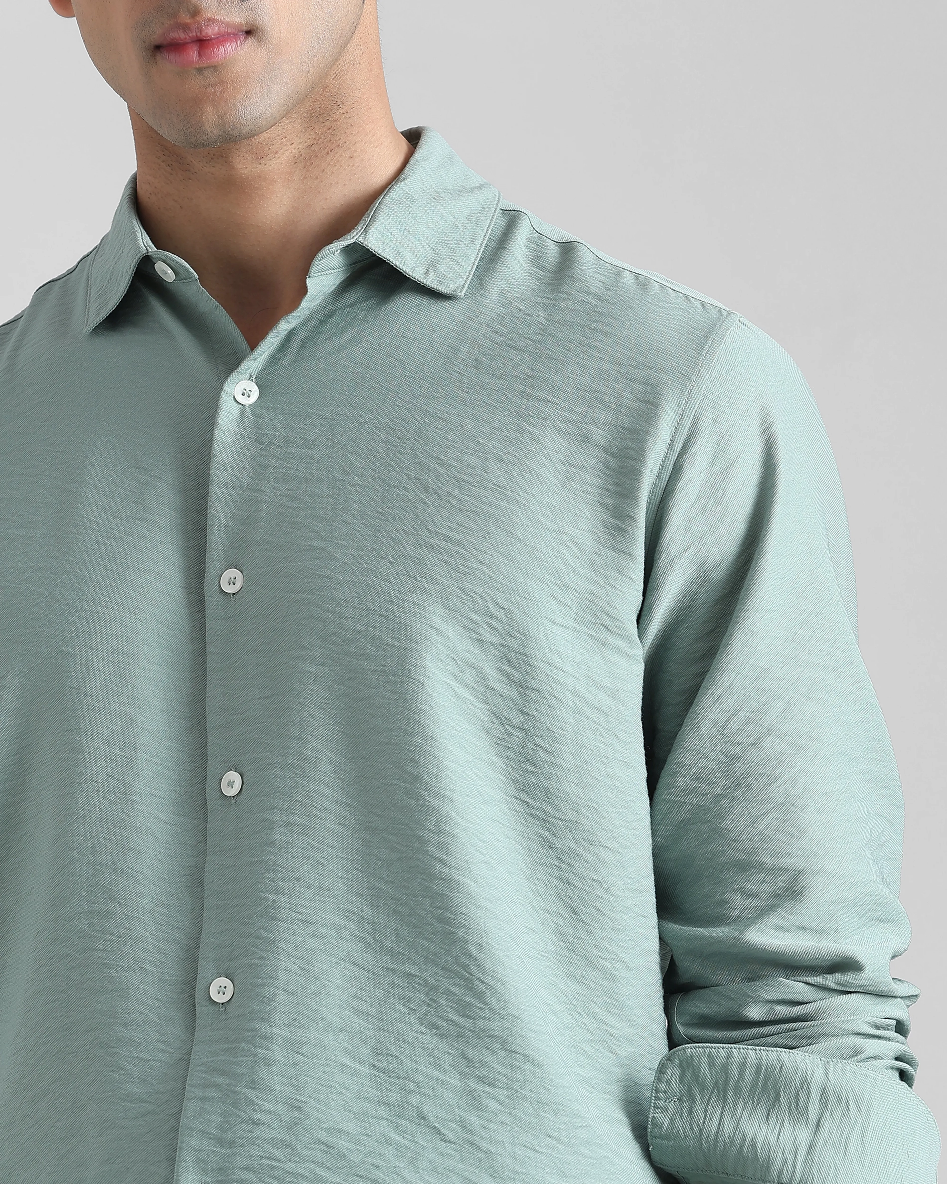 Leisure Simple Comfortable Slim-Fit Breathable Green Shirt