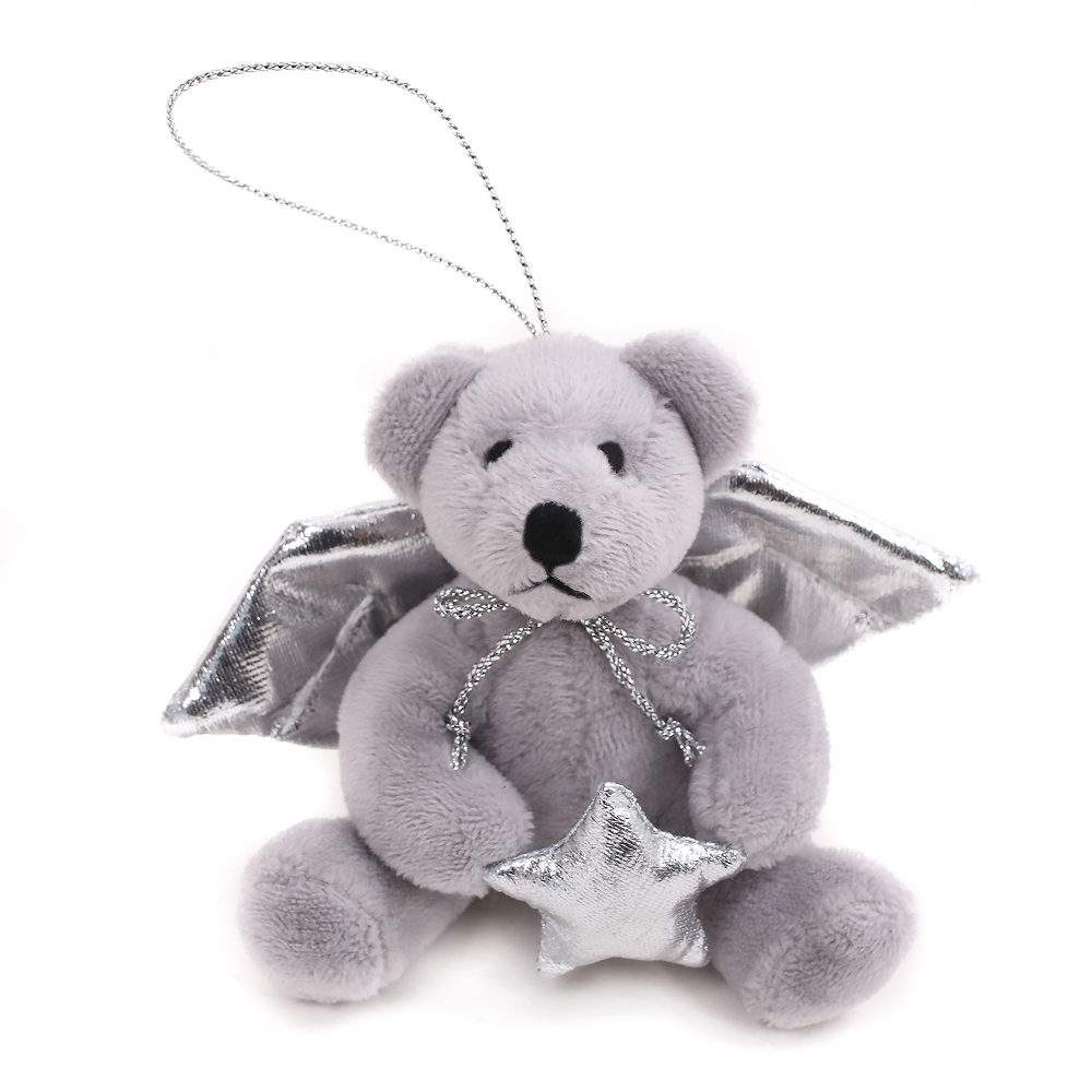 Christmas Silver Angel Bear 4inch Keychain
