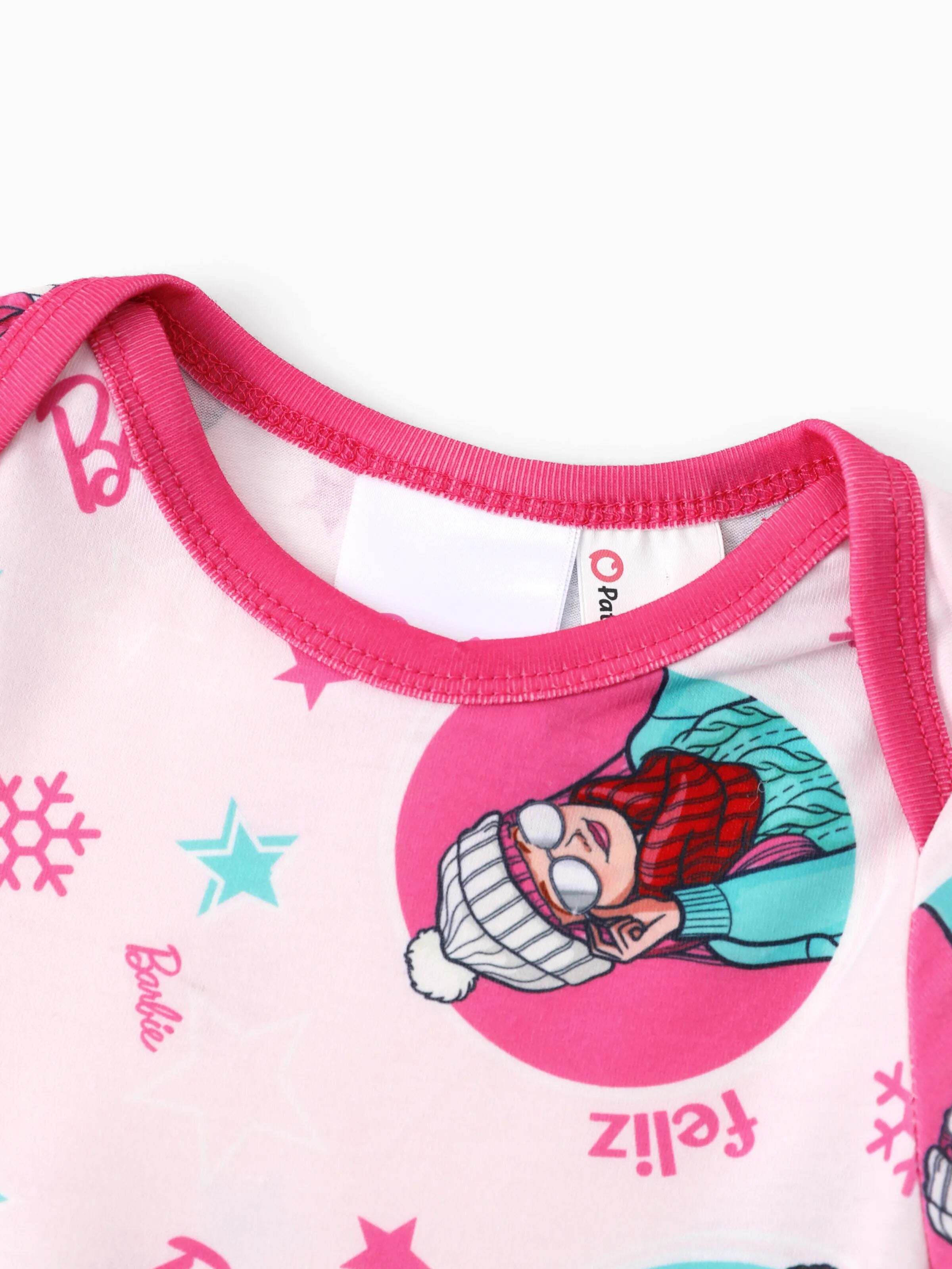 Barbie Christmas Matching Family Snowflake Pajamas Set with Christmas Socks Pink