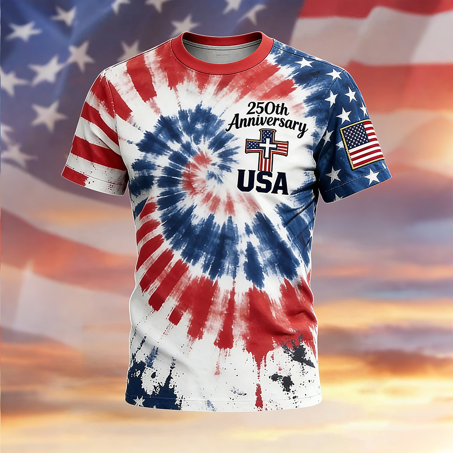Men'S Casual American Founding Celebration Personalized Printed Round Neck T-Shirt