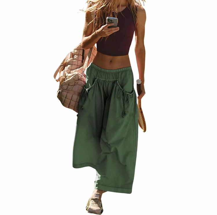 🌸Women's Boho Wide Leg Track Pants – Lightweight, Quick-Dry, Y2K Style Hiking Capris 🌿