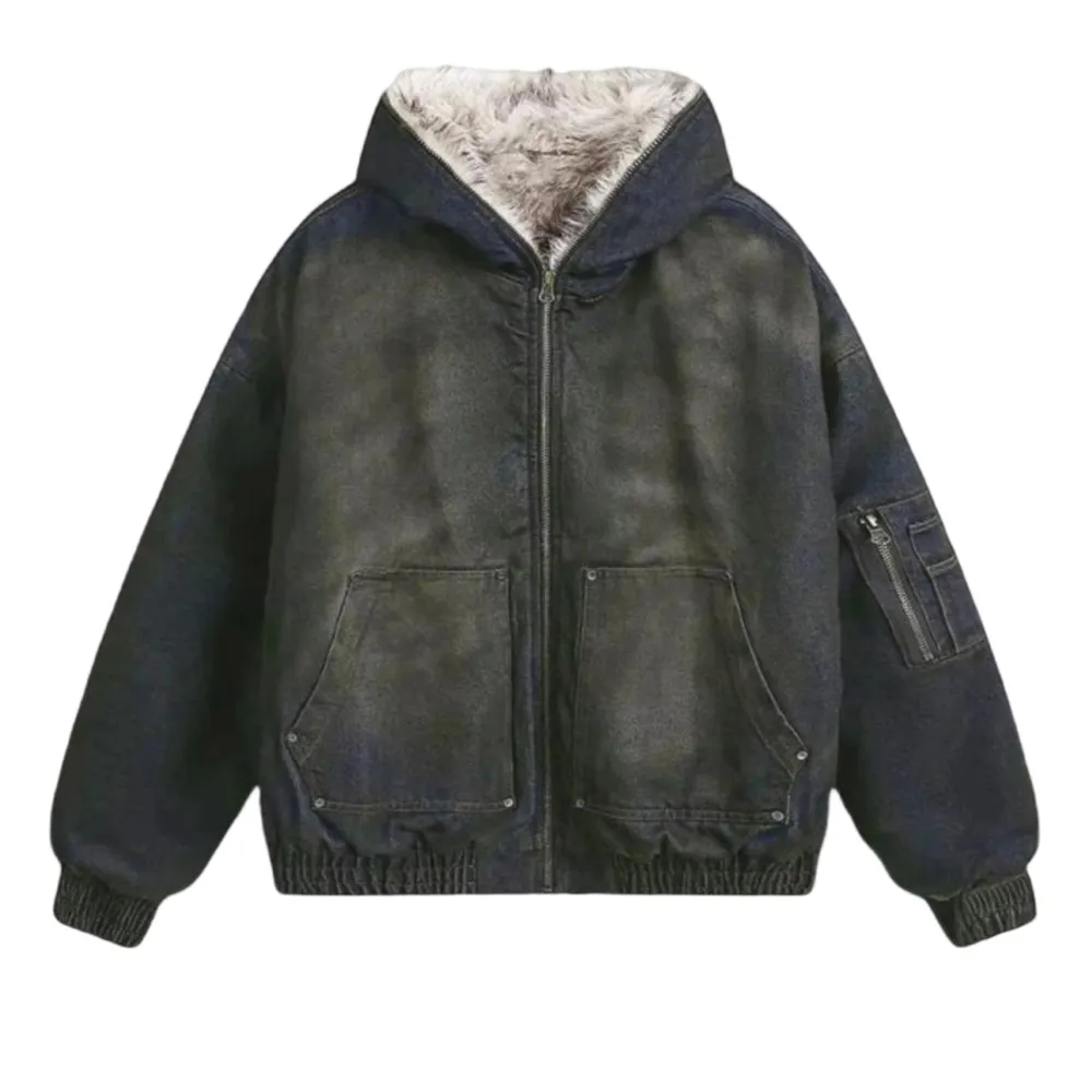 Hooded Zippered Flight Jacket