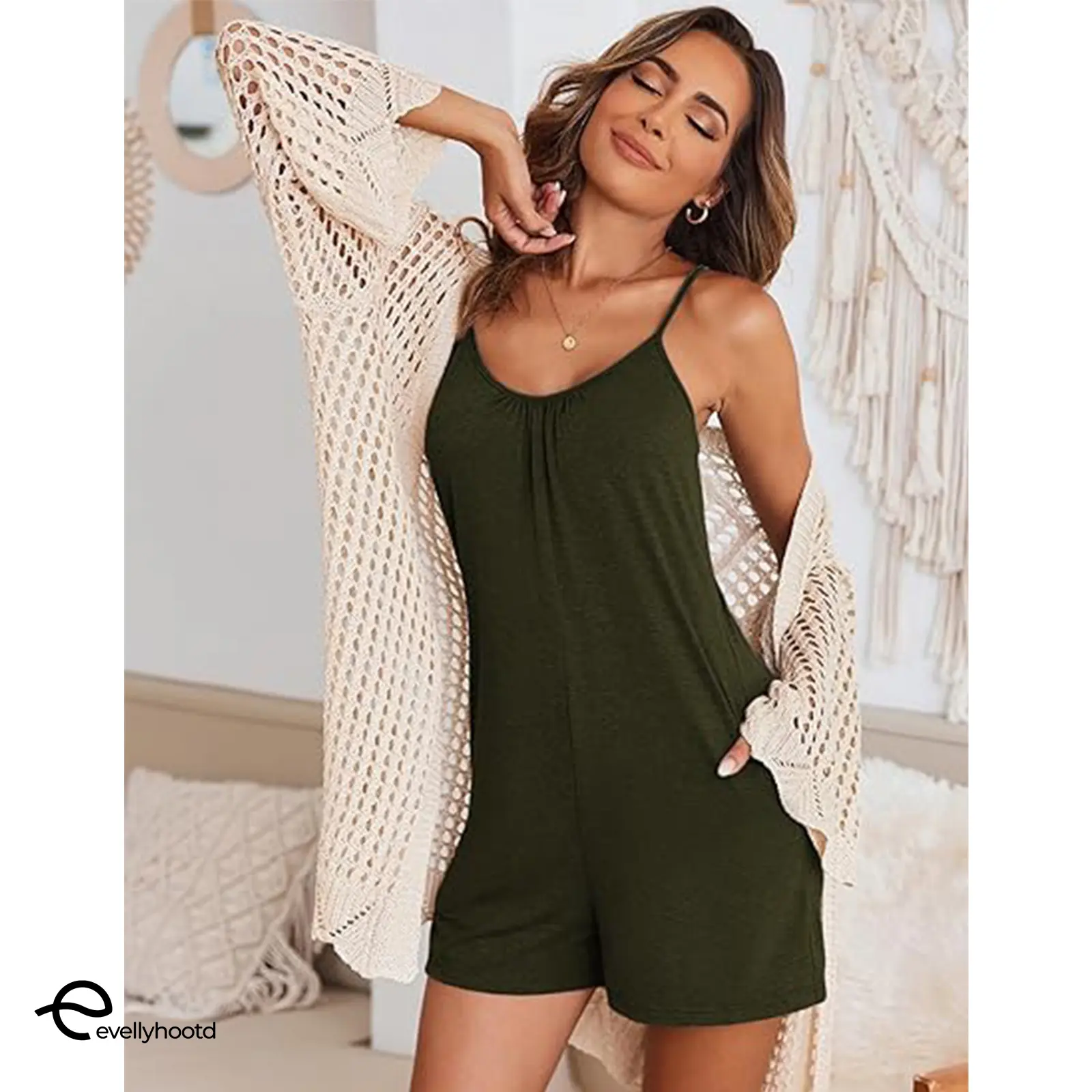 Plus Size Women Fashion Wide Leg Suspender Jumpsuit with Pockets Curvy Overalls