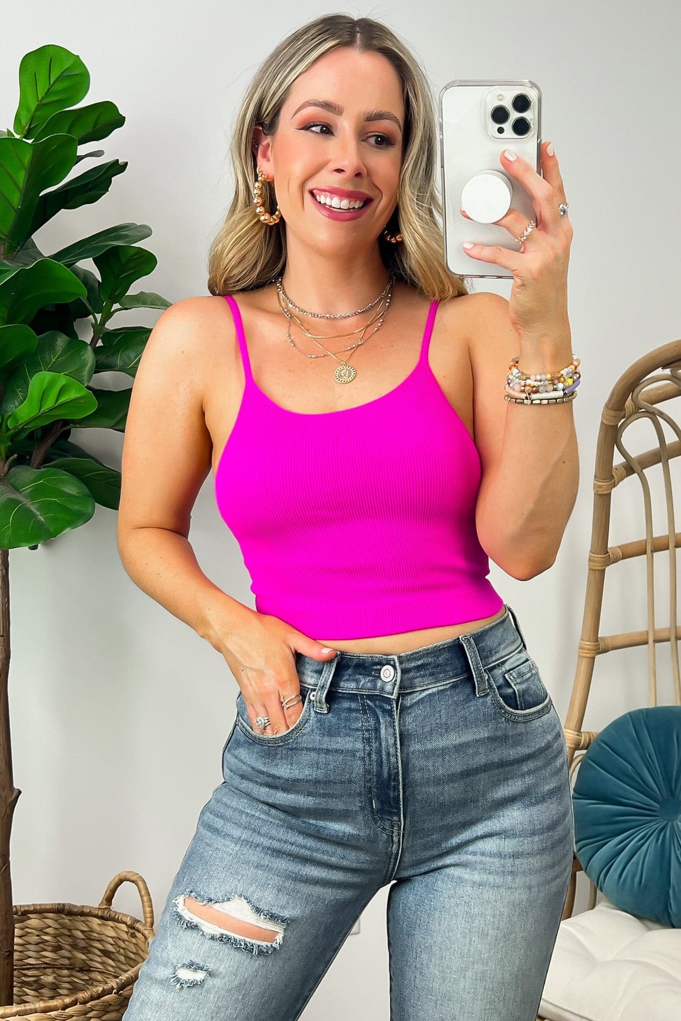 Ribbed Seamless Cropped Bra Top