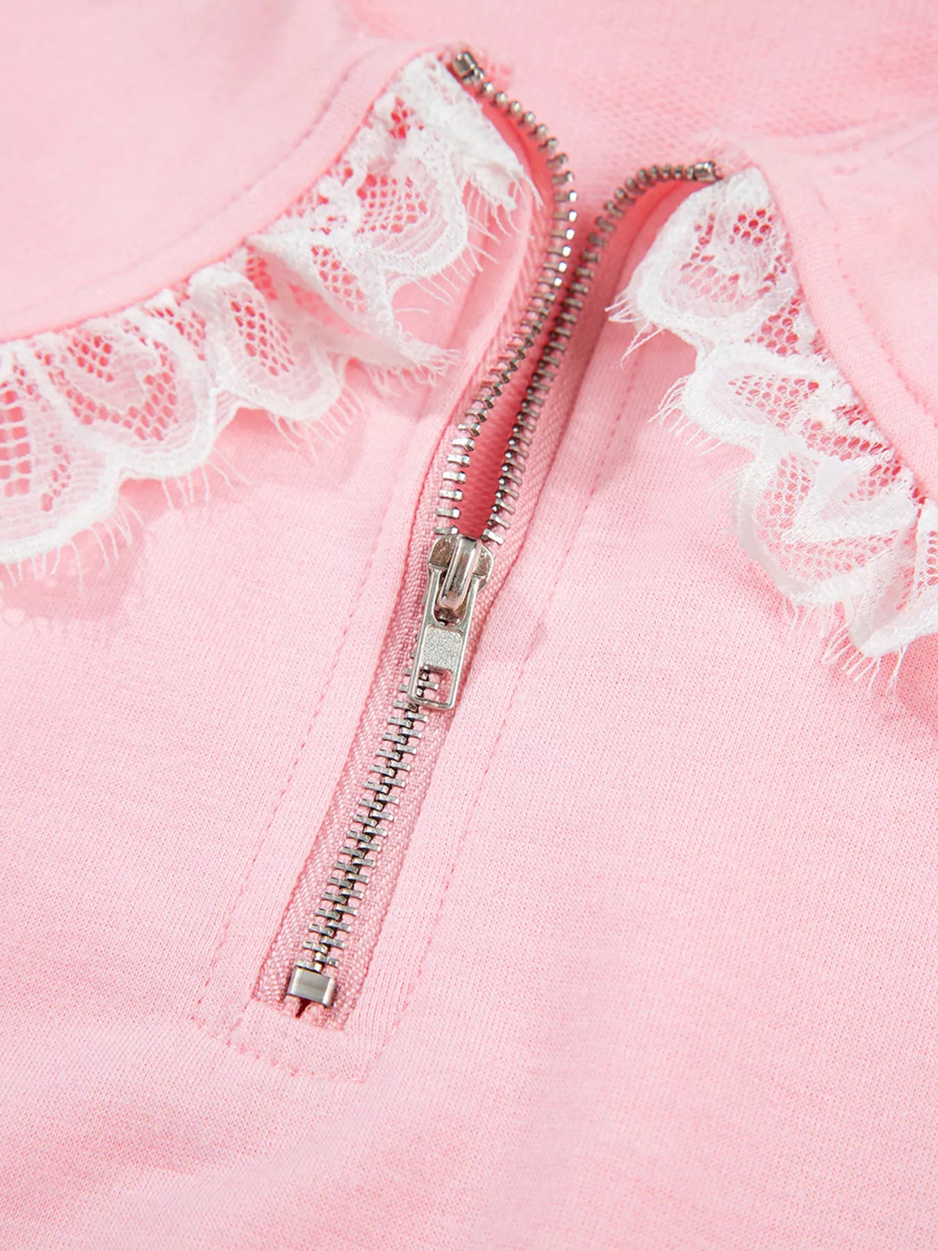 Peter Pan Lace Embellished Neck Sweatshirt and Skirt Two Piece Set