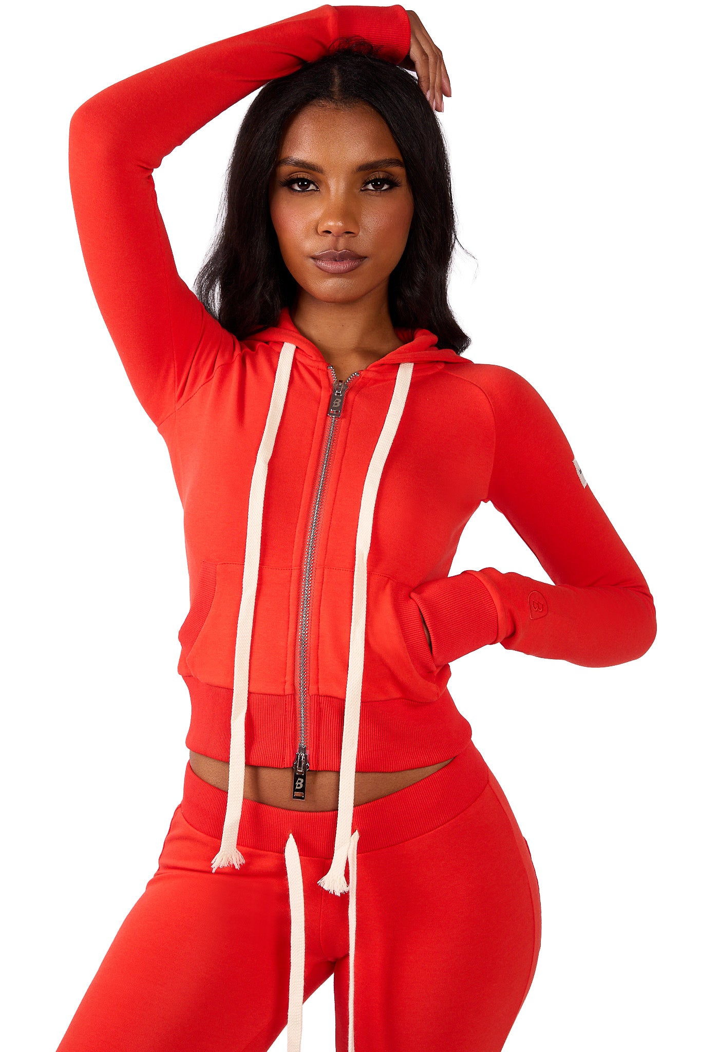 BODY KNITWEAR ZIP HOODIE (SCARLET RED)
