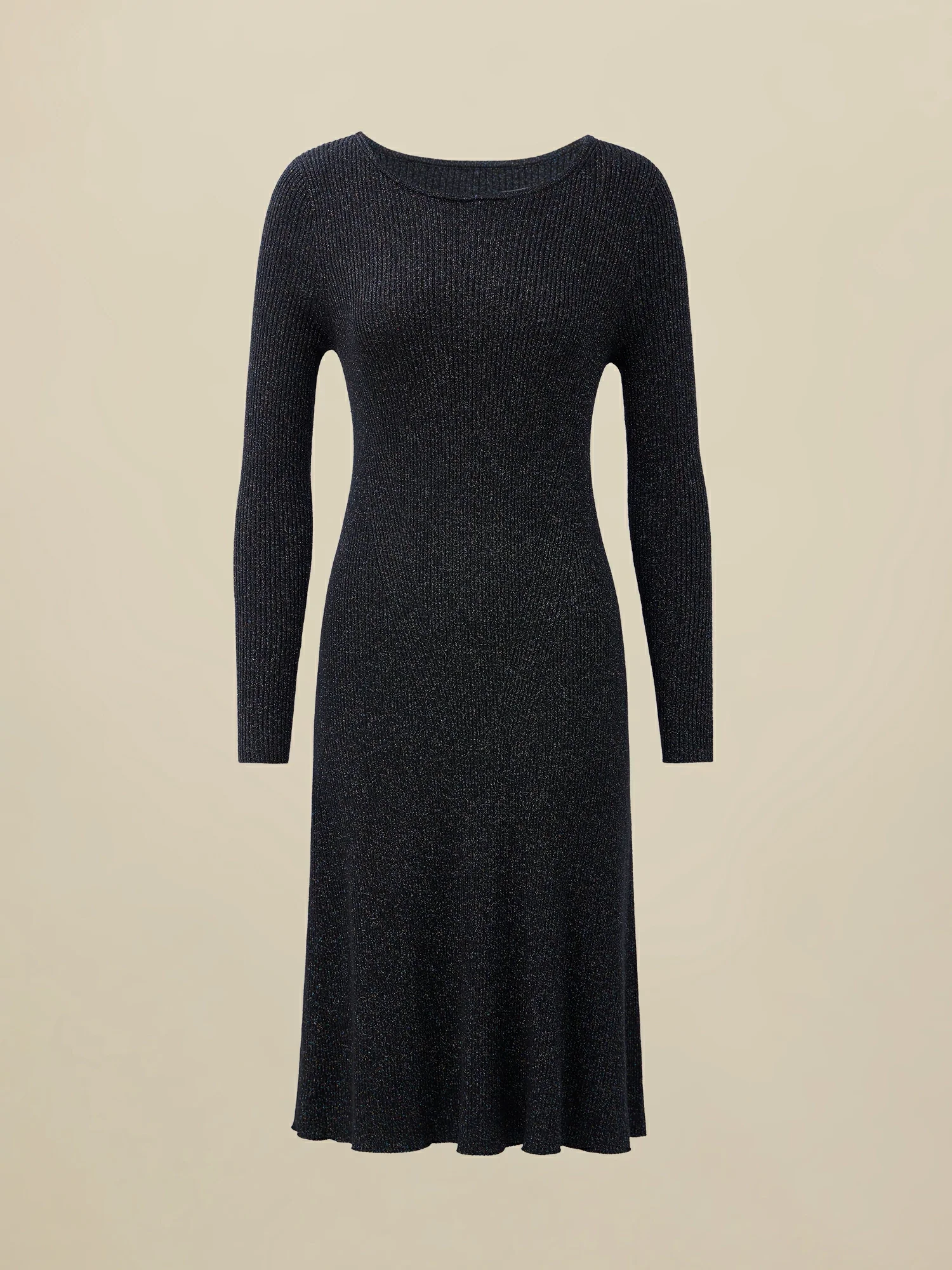Wool Gold Silver Yarn Long Sleeve Knit Dress