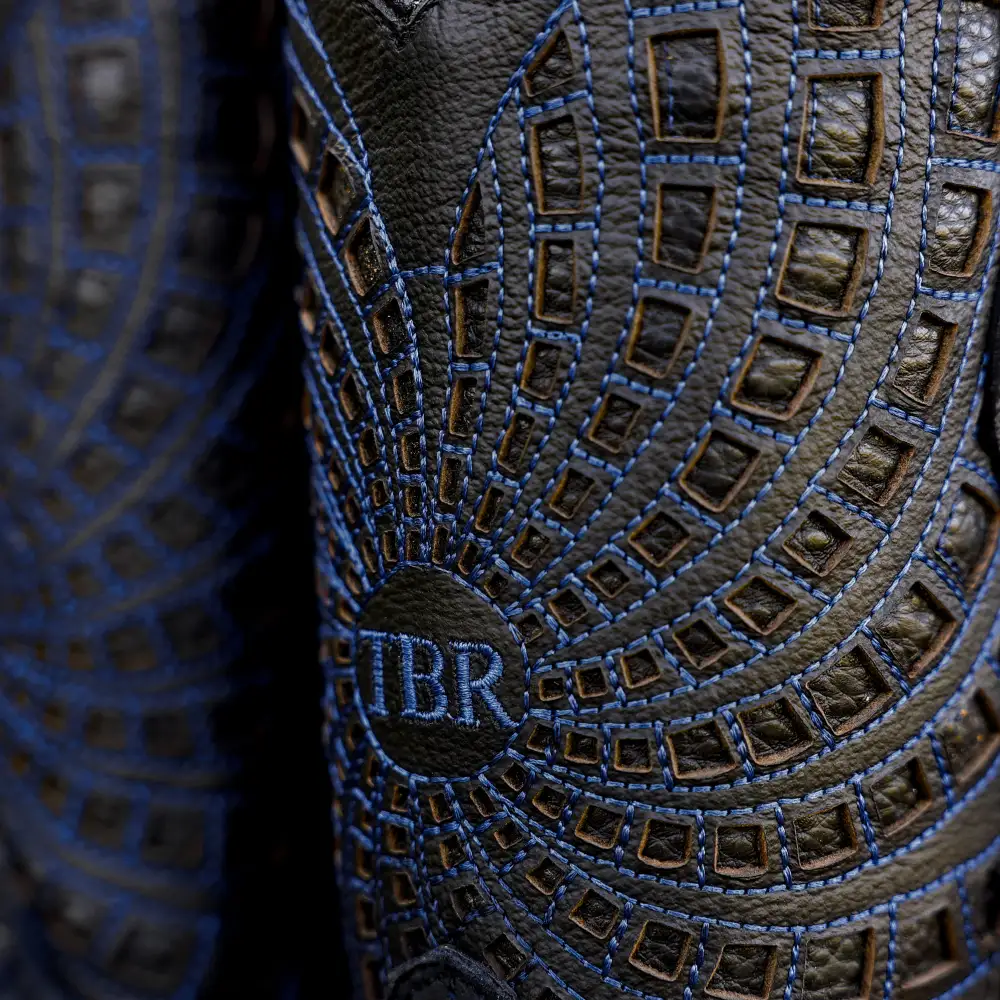 Matte Rustic Electric Blue Pirarucu Leather Boots - Square Toe