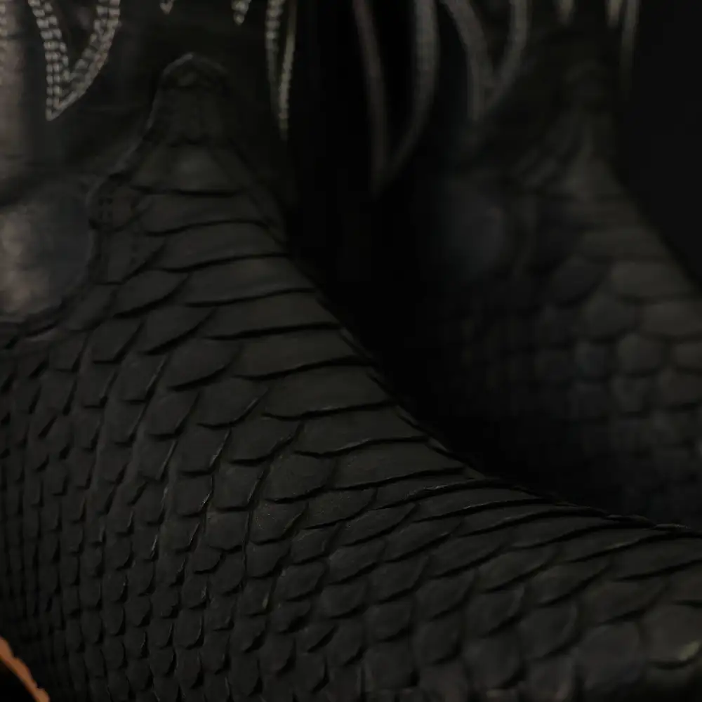 Black Genuine Python Boots - Square Toe