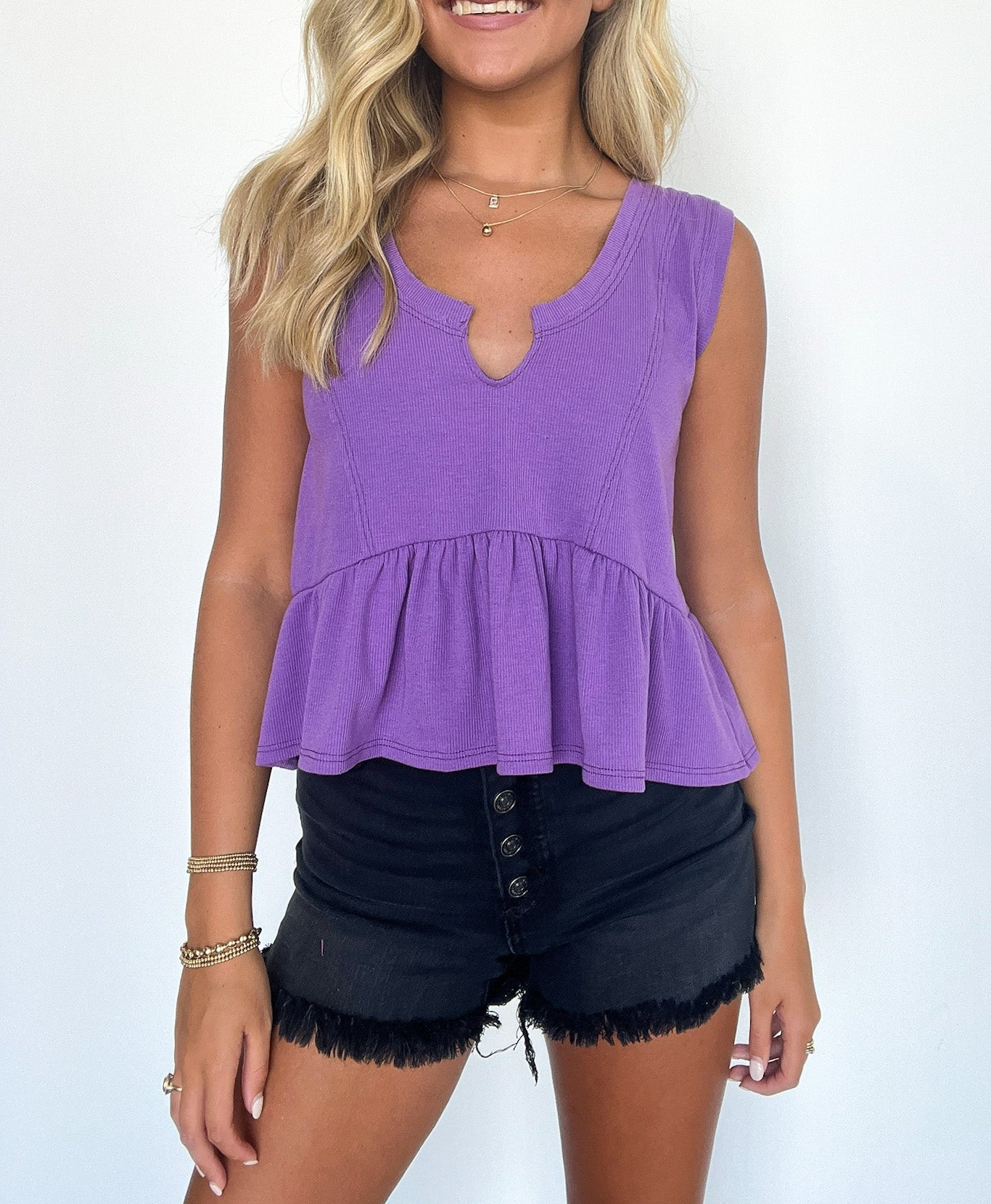 V-Neck Babydoll Tank Top