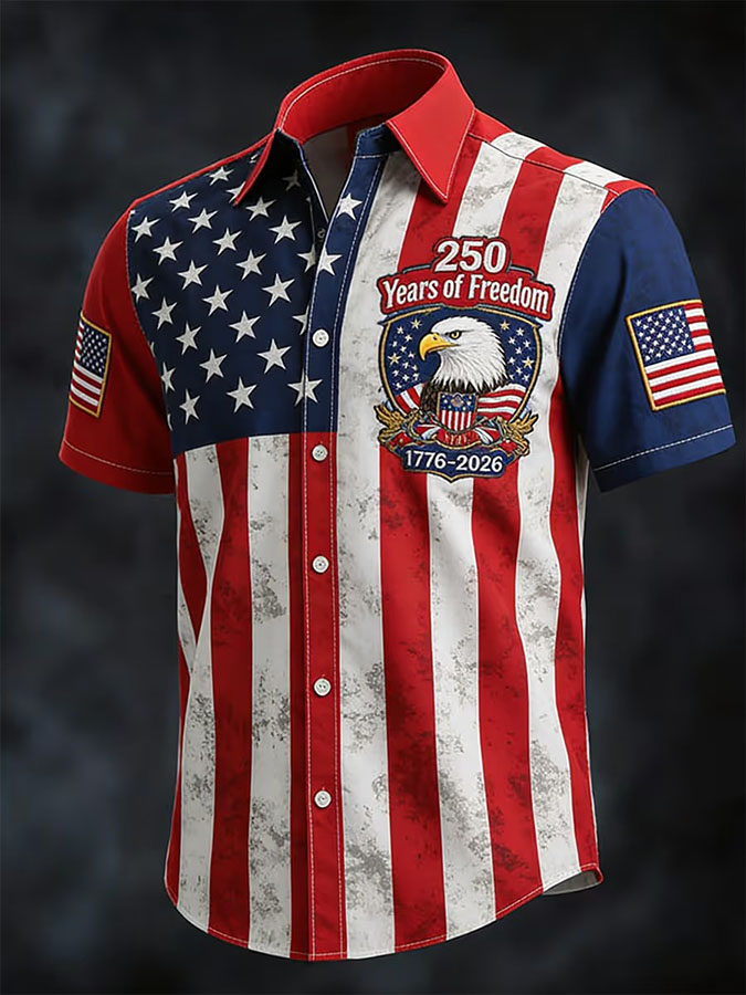Men'S Independence Day Retro Flag 250Th Anniversary Commemorative Shirt