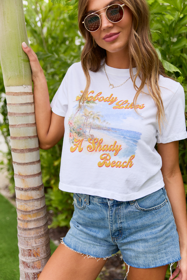 Noboby Likes A Shady Beach White Boxy Graphic Tee