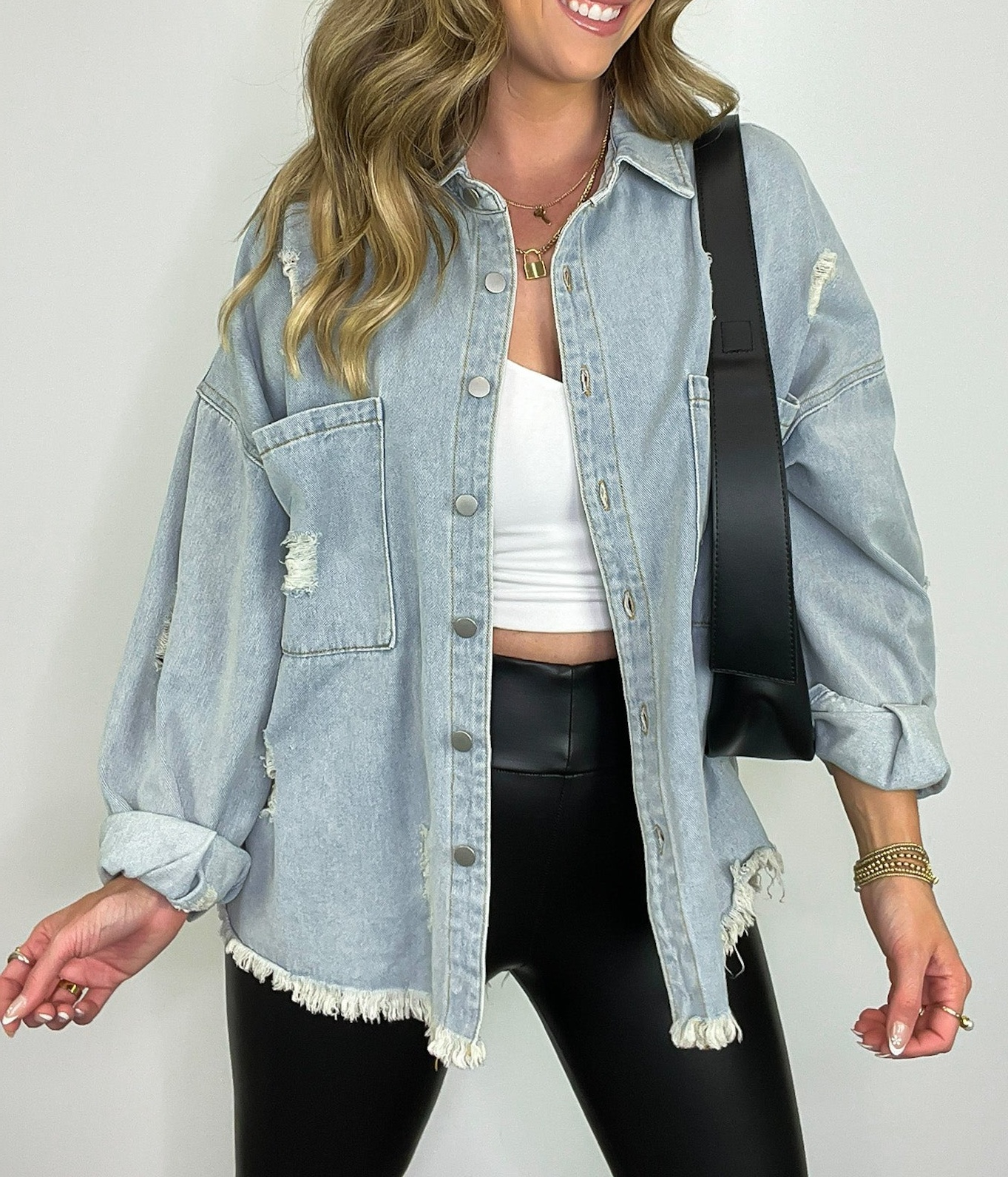 Oversized Distressed Denim Jacket