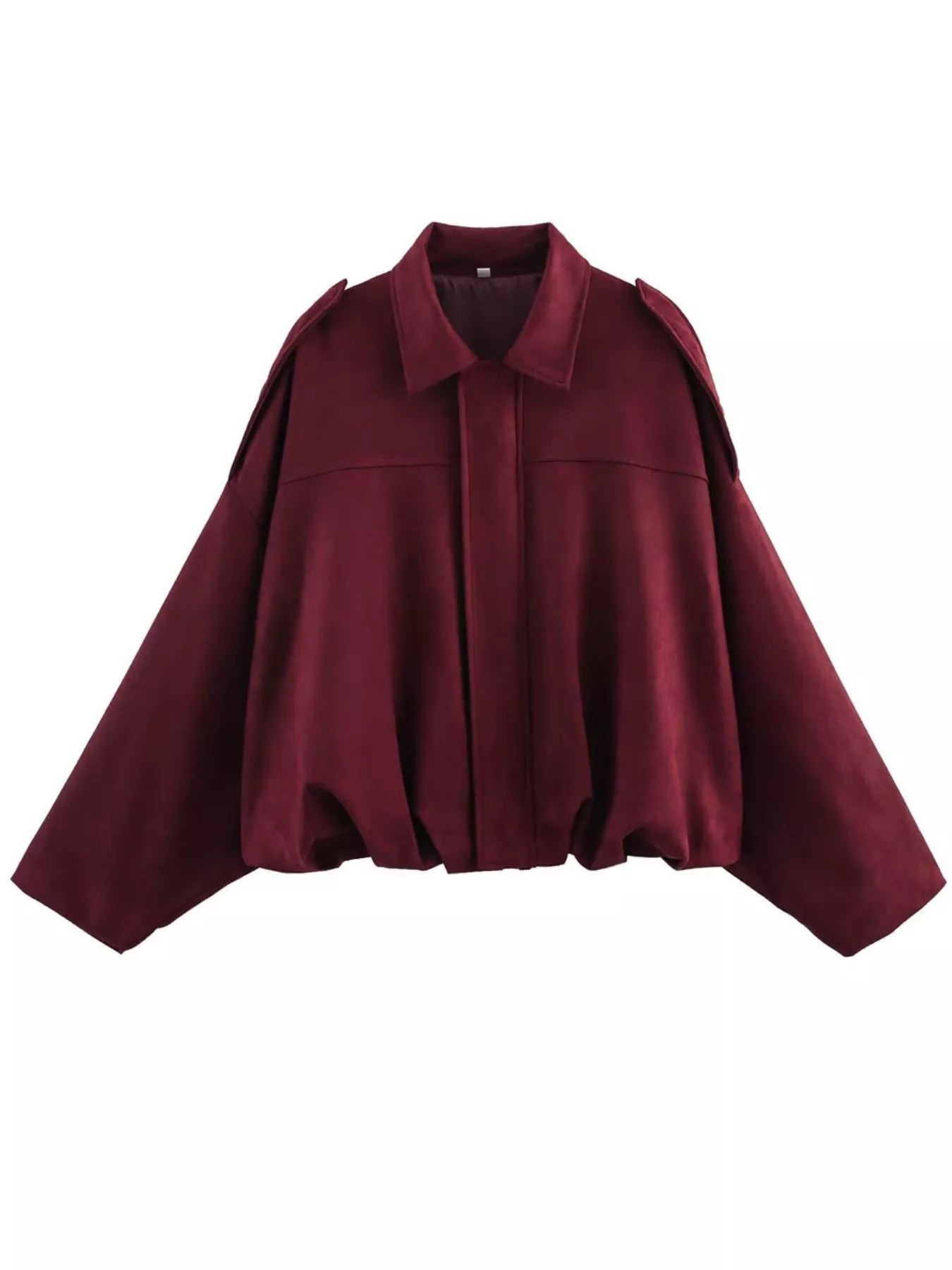 Collared Neck Dropped Shoulder Jacket