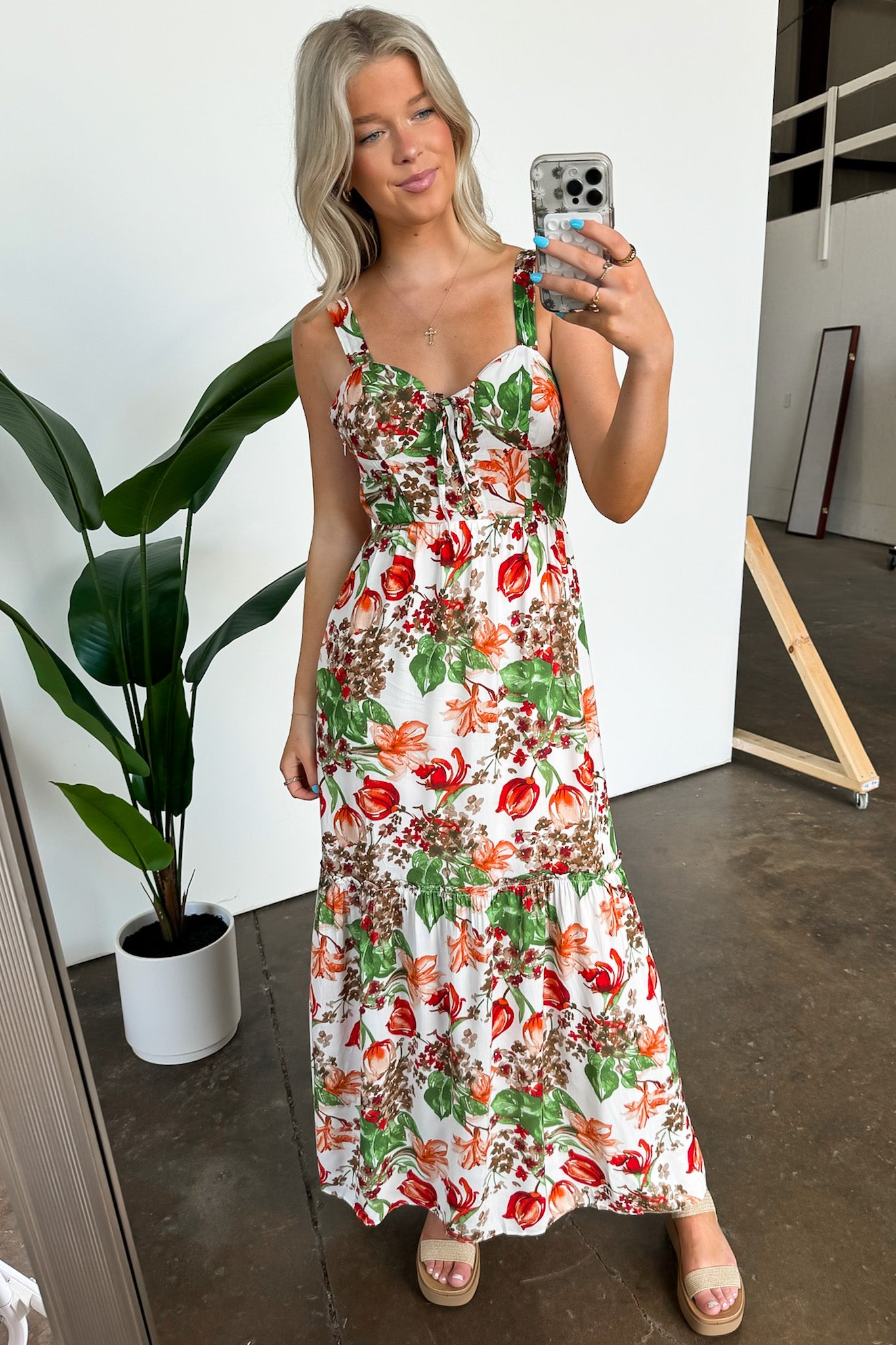 V-Neck Floral Maxi Dress