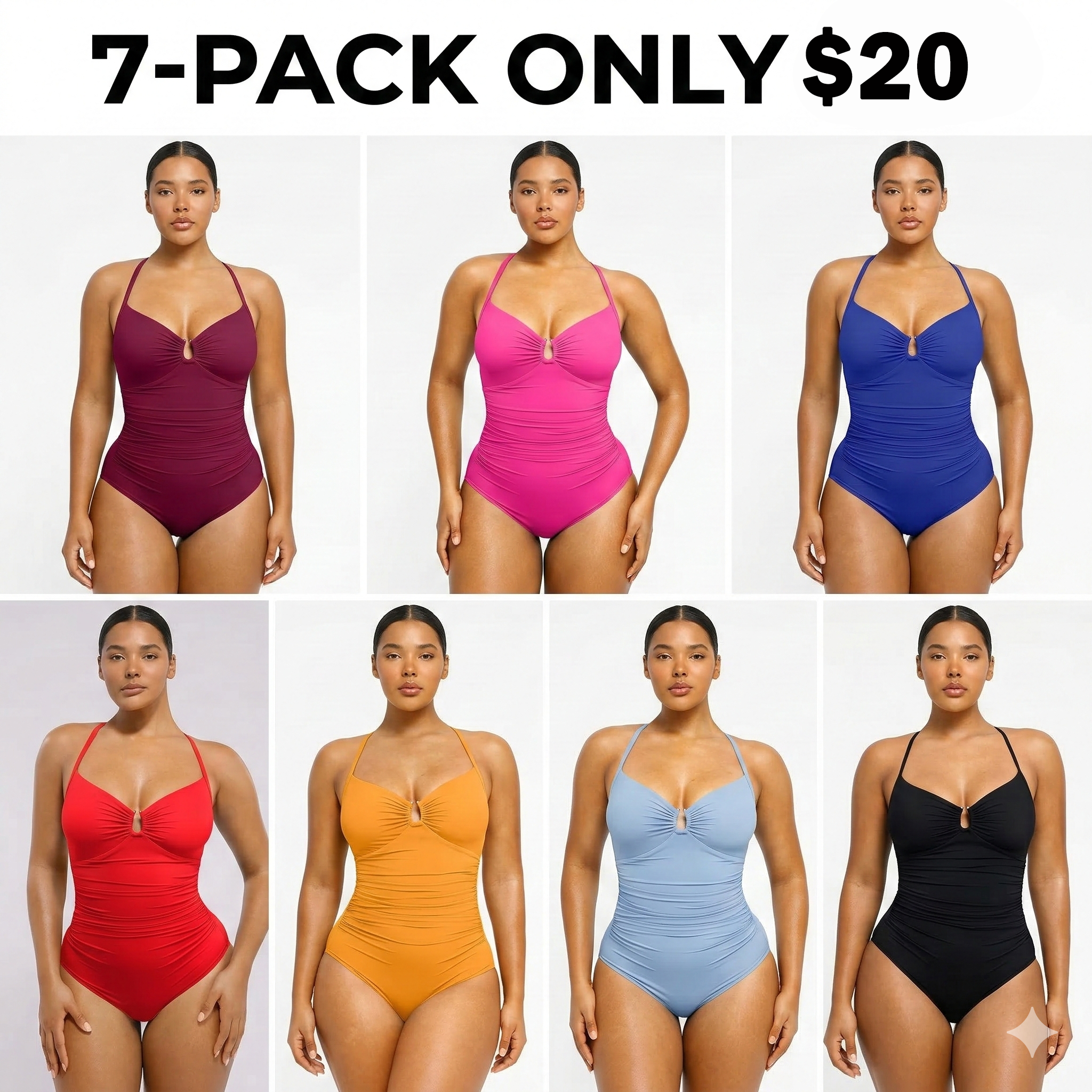 Women's Smart Sculpt Shaping Swimsuit U-Ring Cut Out Slimming Swimwear One Piece Tummy Tucking Bathing Suit