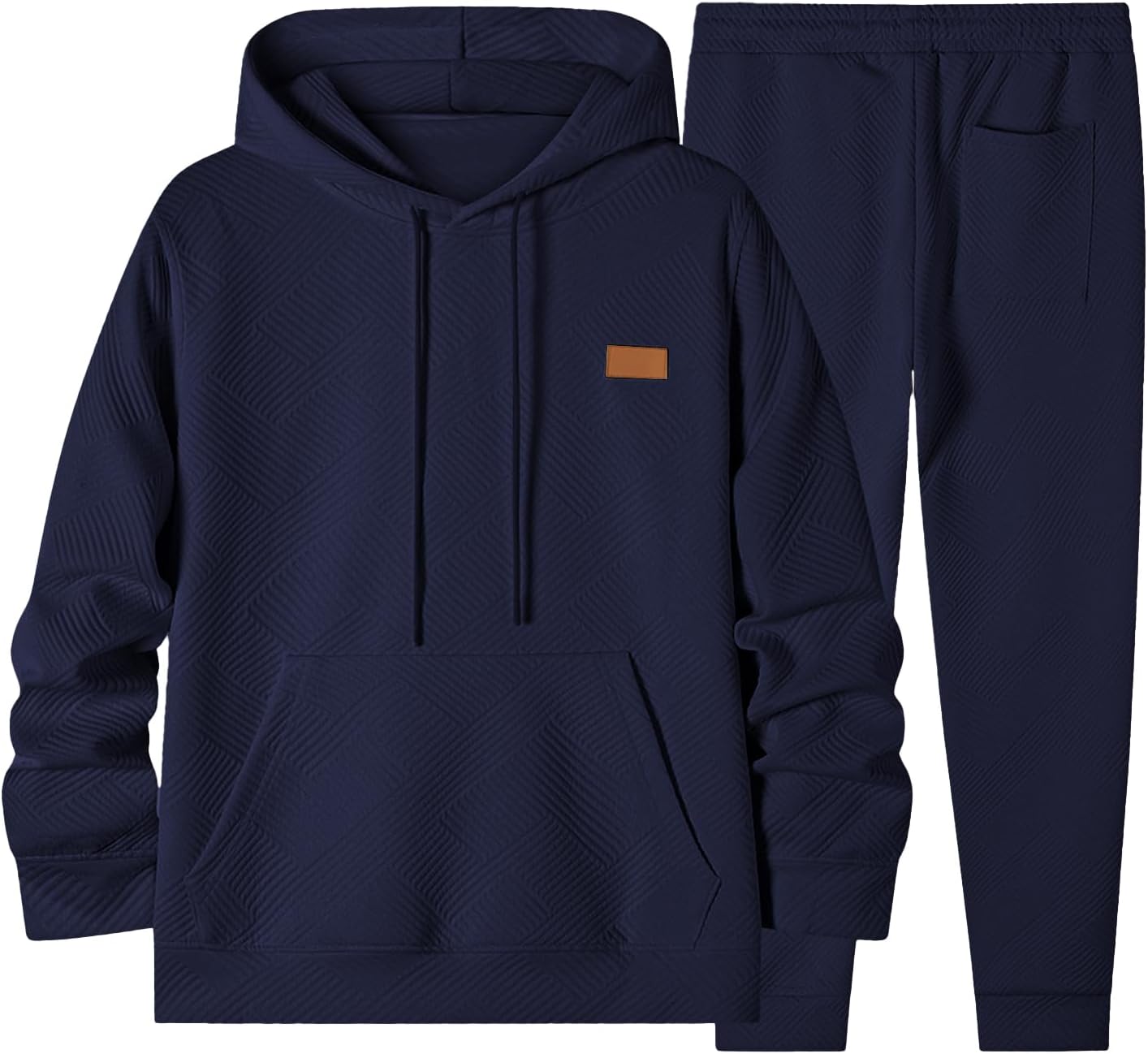 Mens 2 Piece Jacquard Sweatsuit Outfits Hoodie Sweatshirt & Joggers Sweatpants Set Tracksuit