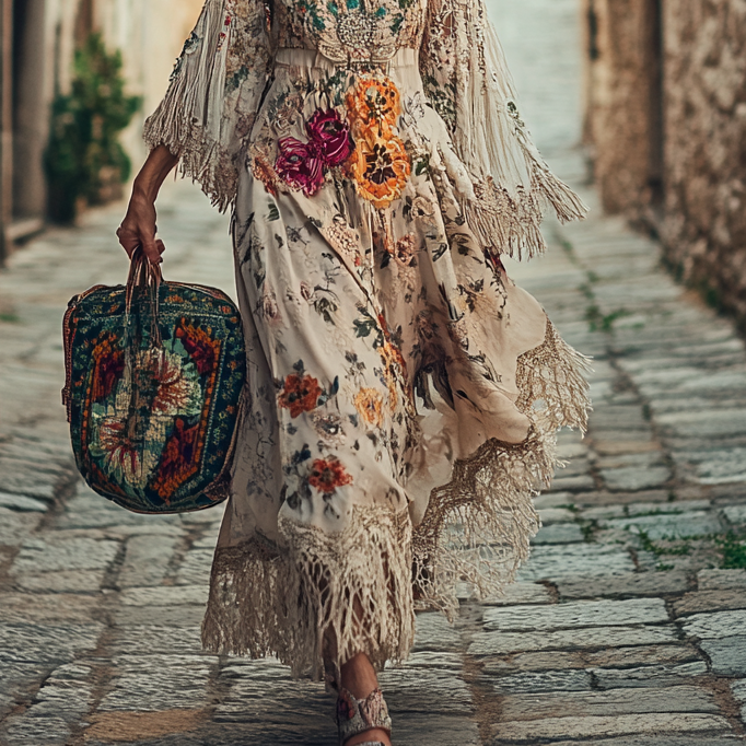 Vintage Loose Linen Patchwork Dress 6791