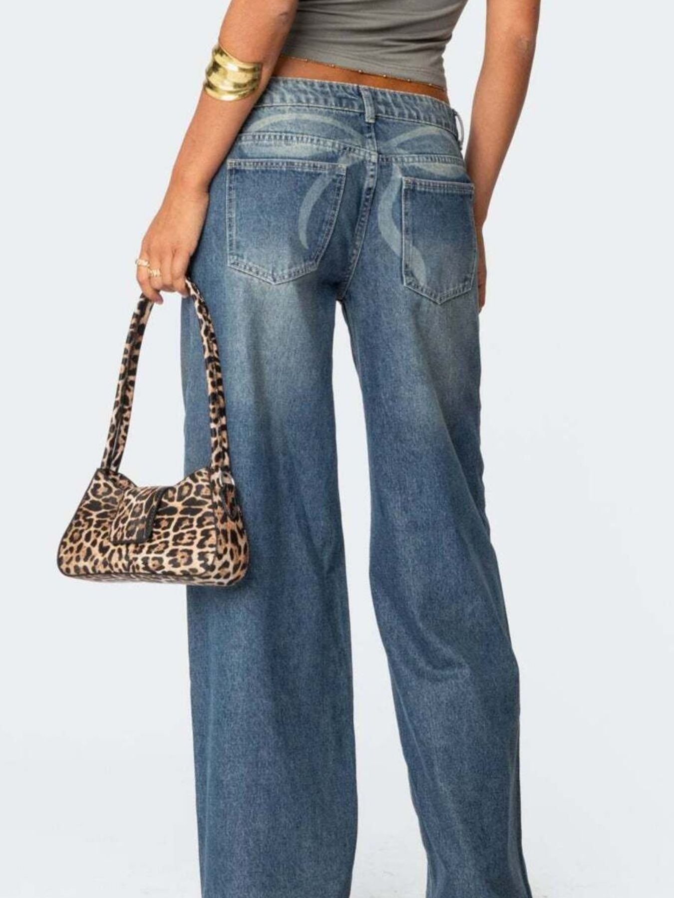 Vintage Wash Wide Leg Jeans