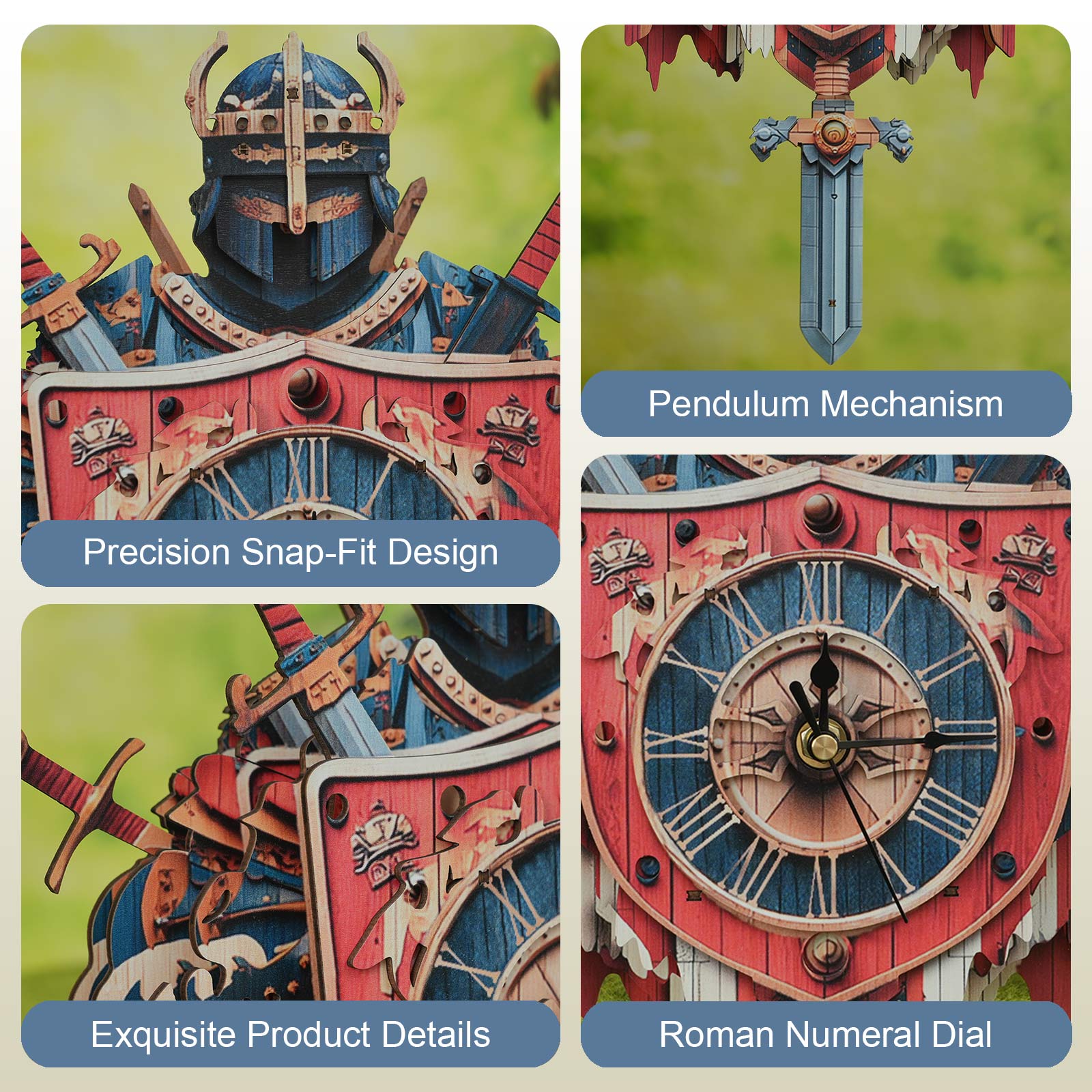Knight â€“ DIY Wooden Clock, 3D Puzzle Craft Kit