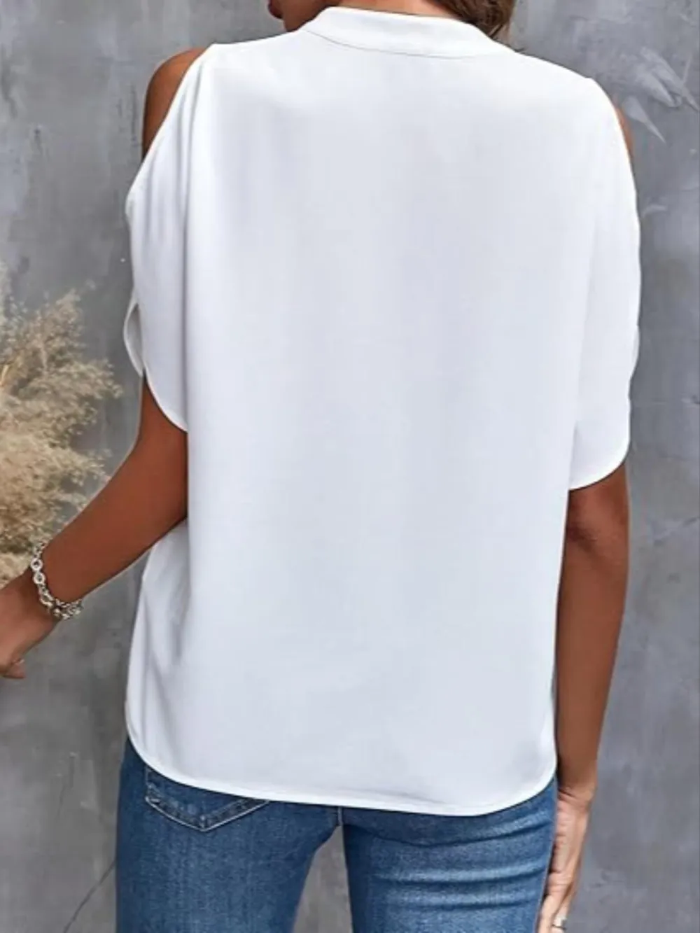 Women's Solid Color Casual Fitted T-Shirt, Short Sleeve Off-Shoulder Top, Commuter Wear