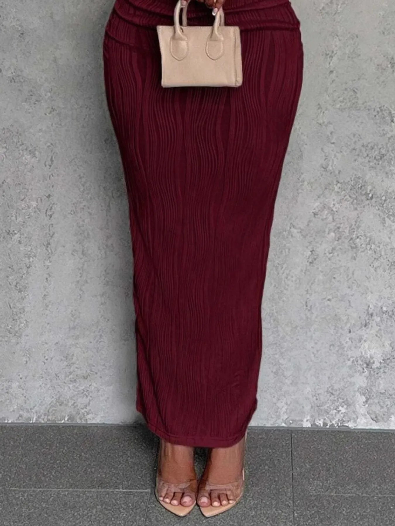 Textured Single Shoulder Bodycon Maxi Dress