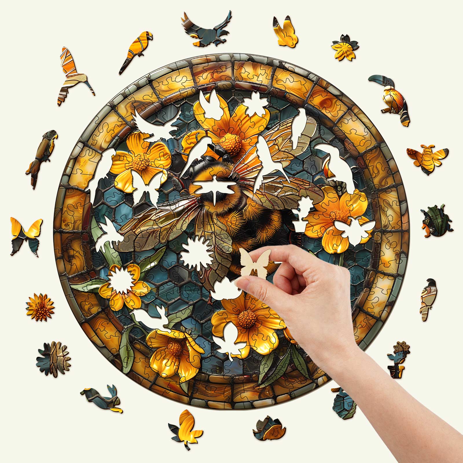 Leisurely Bee Wooden Jigsaw Puzzle