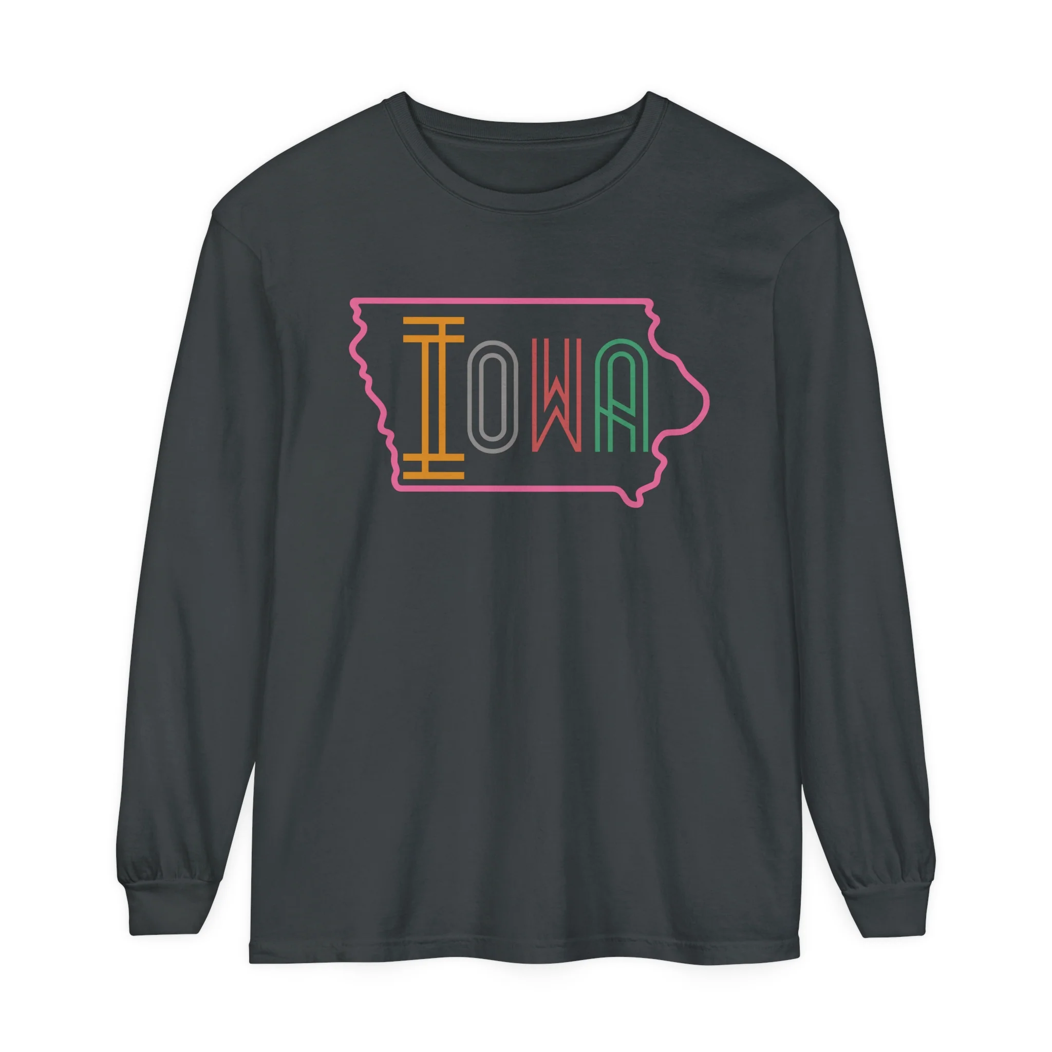 Iowa Pink Unisex Garment-dyed Long Sleeve T-Shirt