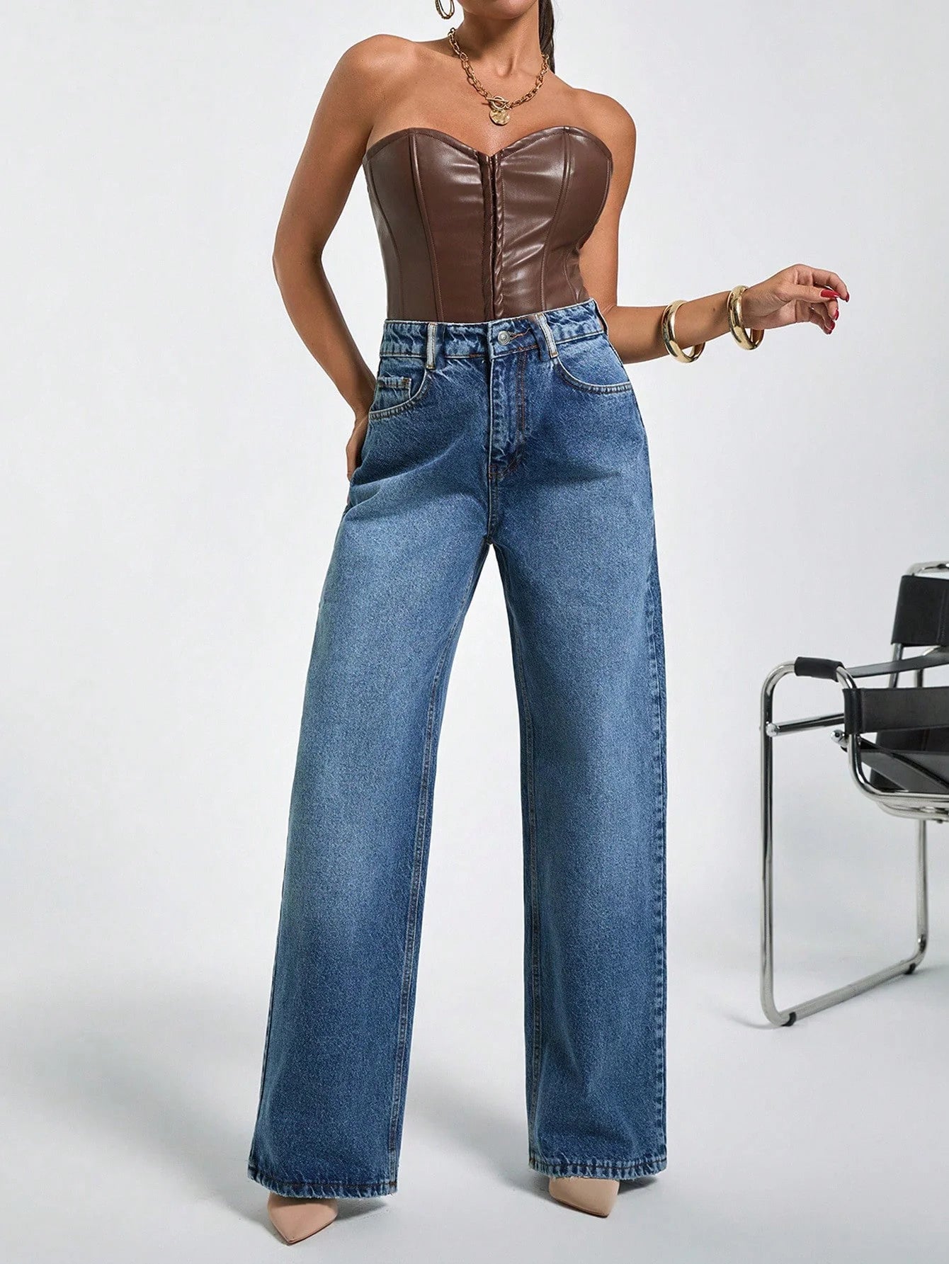 Classic Blue Wide Leg Jeans