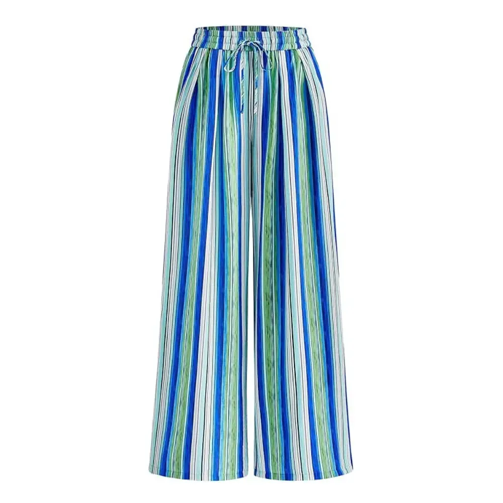 Women’s Striped Elastic Waist Wide Leg Palazzo Pants
