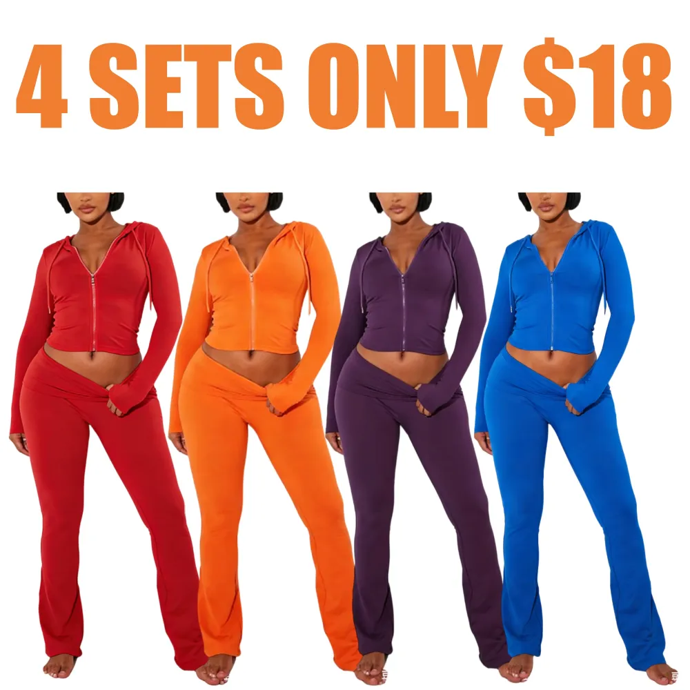 2-Piece Cropped Hoodie & Flared Pants Set