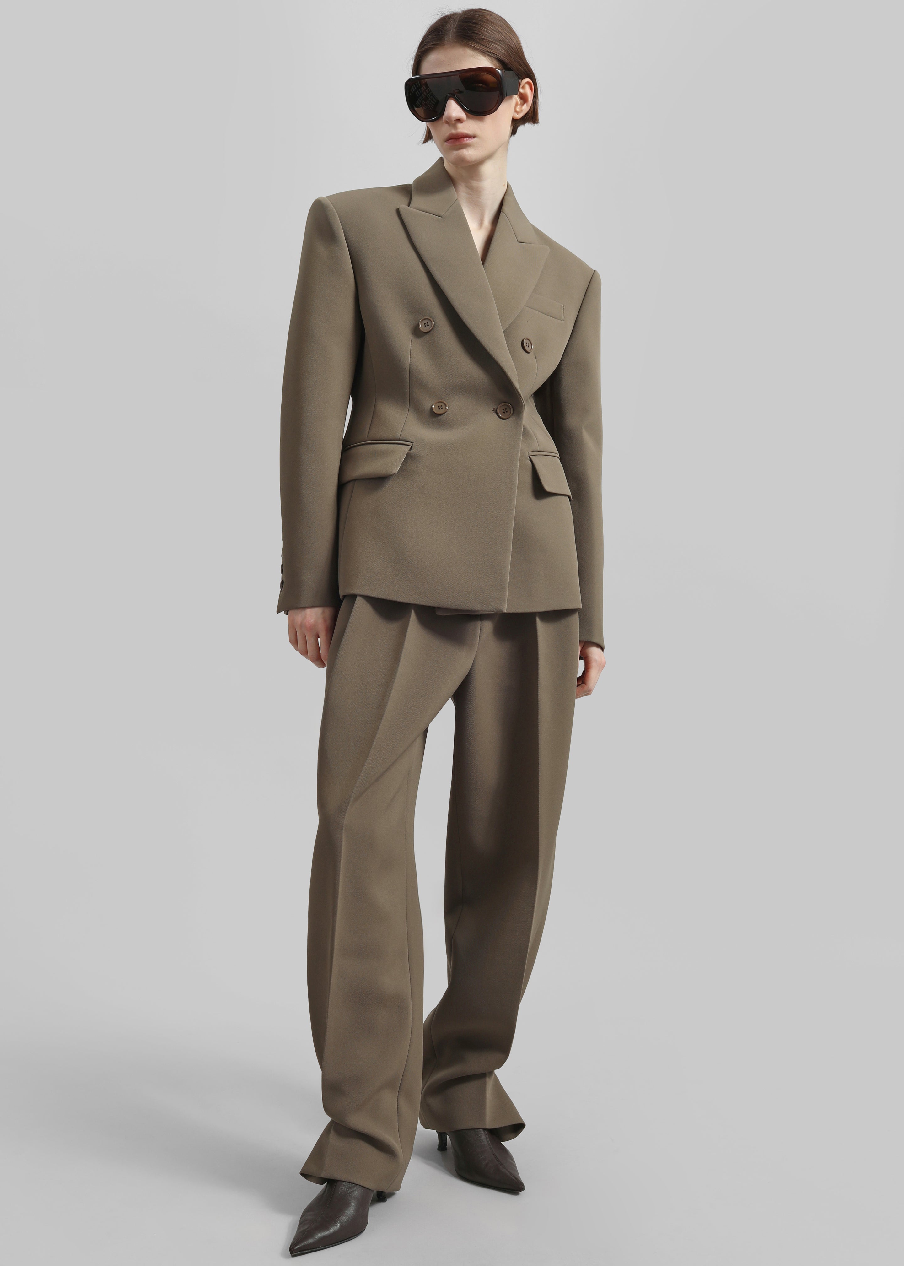 Doyer Pleated Trousers - Moss Green