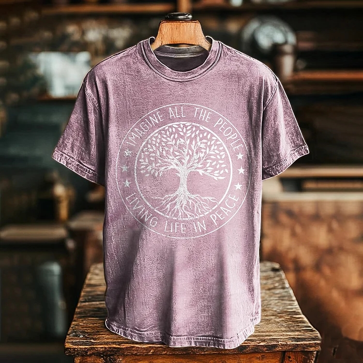 Imagine Peaceful Living For All Graphic Art Print T-shirt