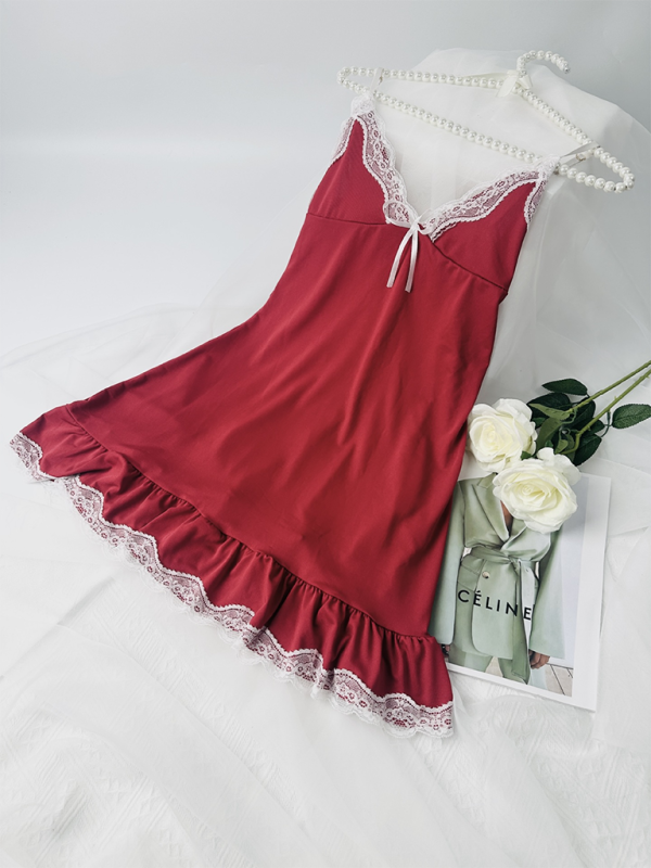 Christmas Halloween Halter Deep V Lace Nightgowns