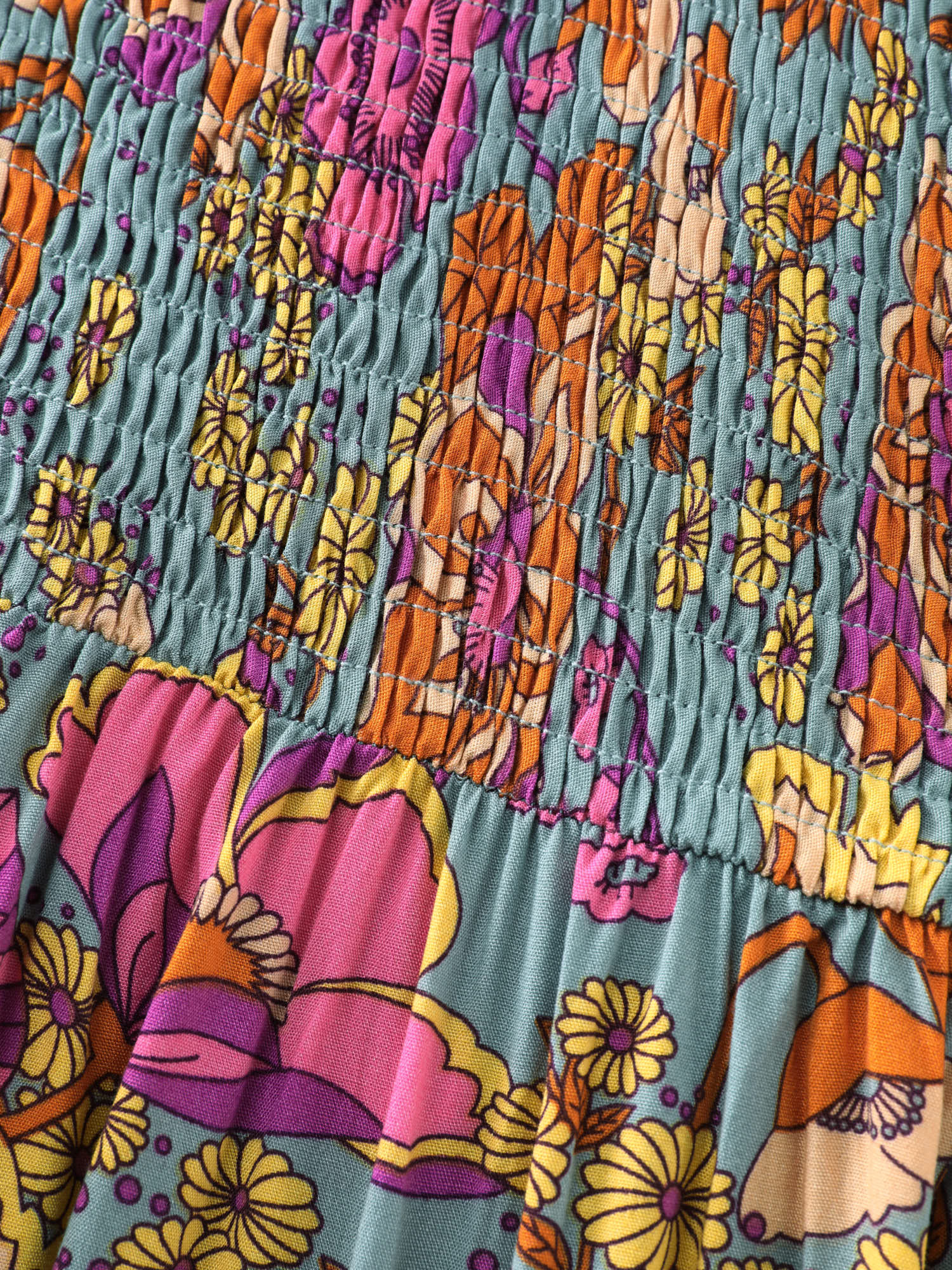 Floral Print Shirred Cami Jumpsuit